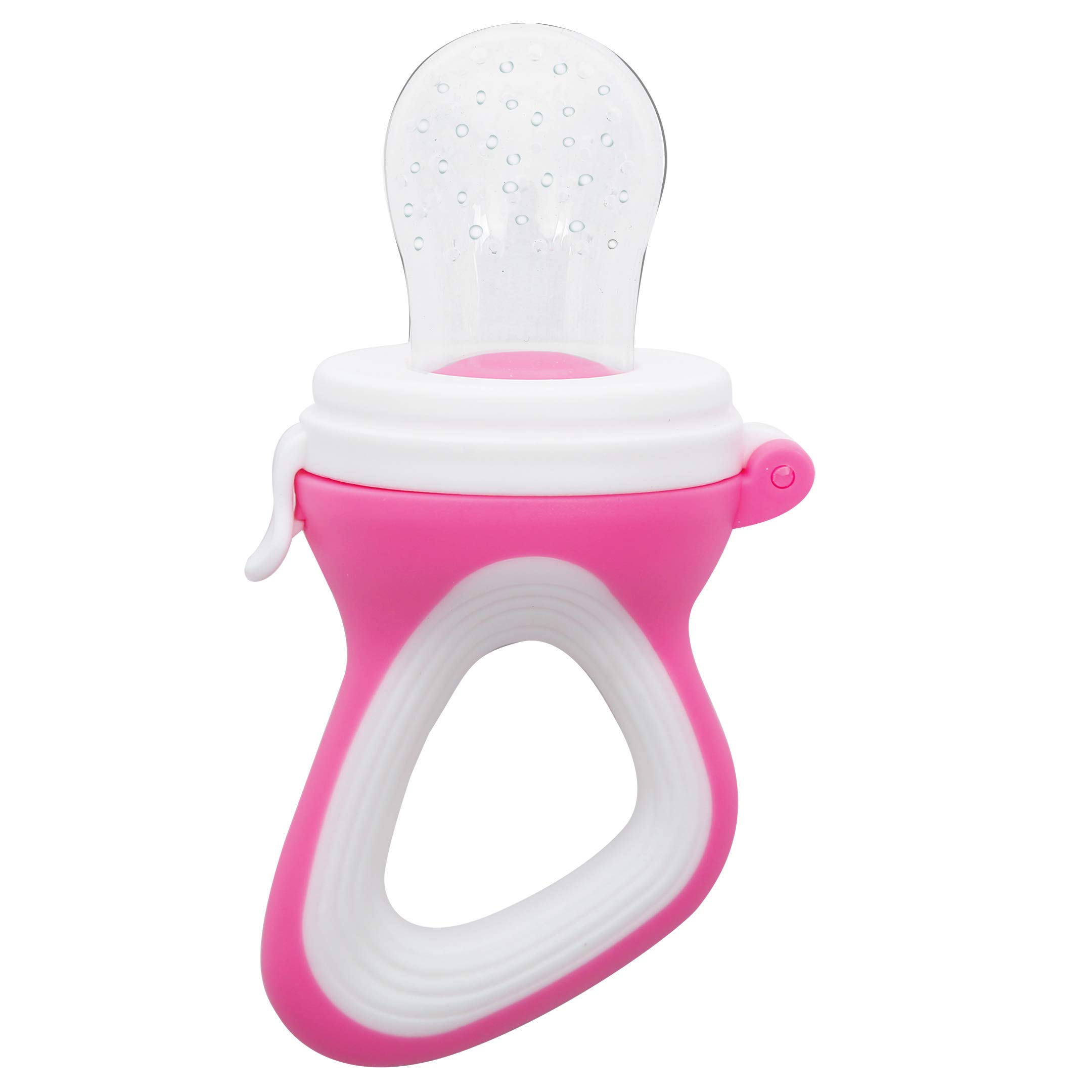 BPA Free Silicone Baby Fruit Feeder & Food Nibbler - Safe Teething Toy for Infants & Toddlers (Pink) | Perfect for Introducing Solids, Soothing Sore Gums & On-the-Go Feeding