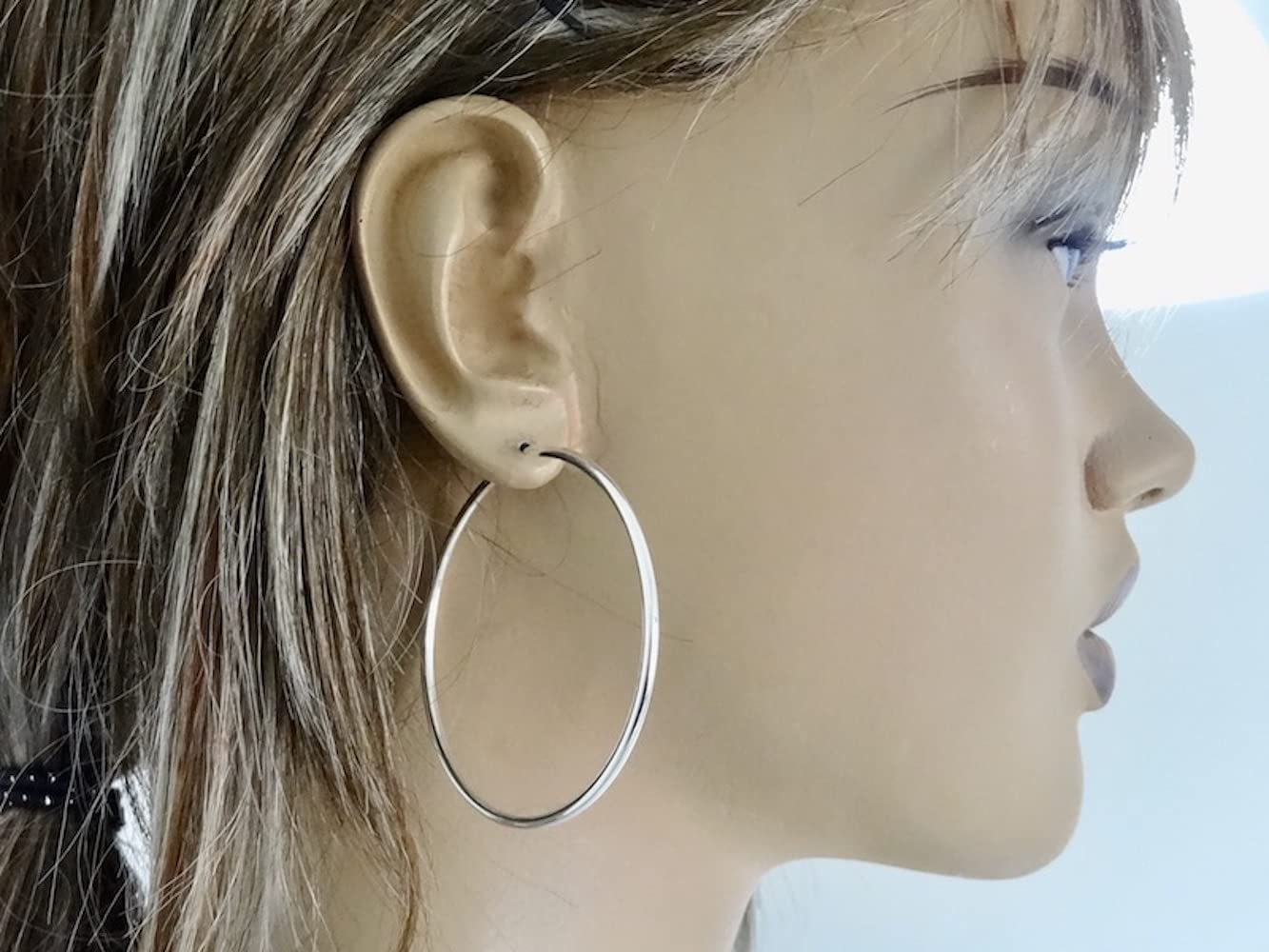 925 Sterling Silver Hoop Earrings 50mm - Endless Wire Round Sleepers - Handmade Jewelry for Women - Perfect for Everyday Wear, Gifts & Special Occasions