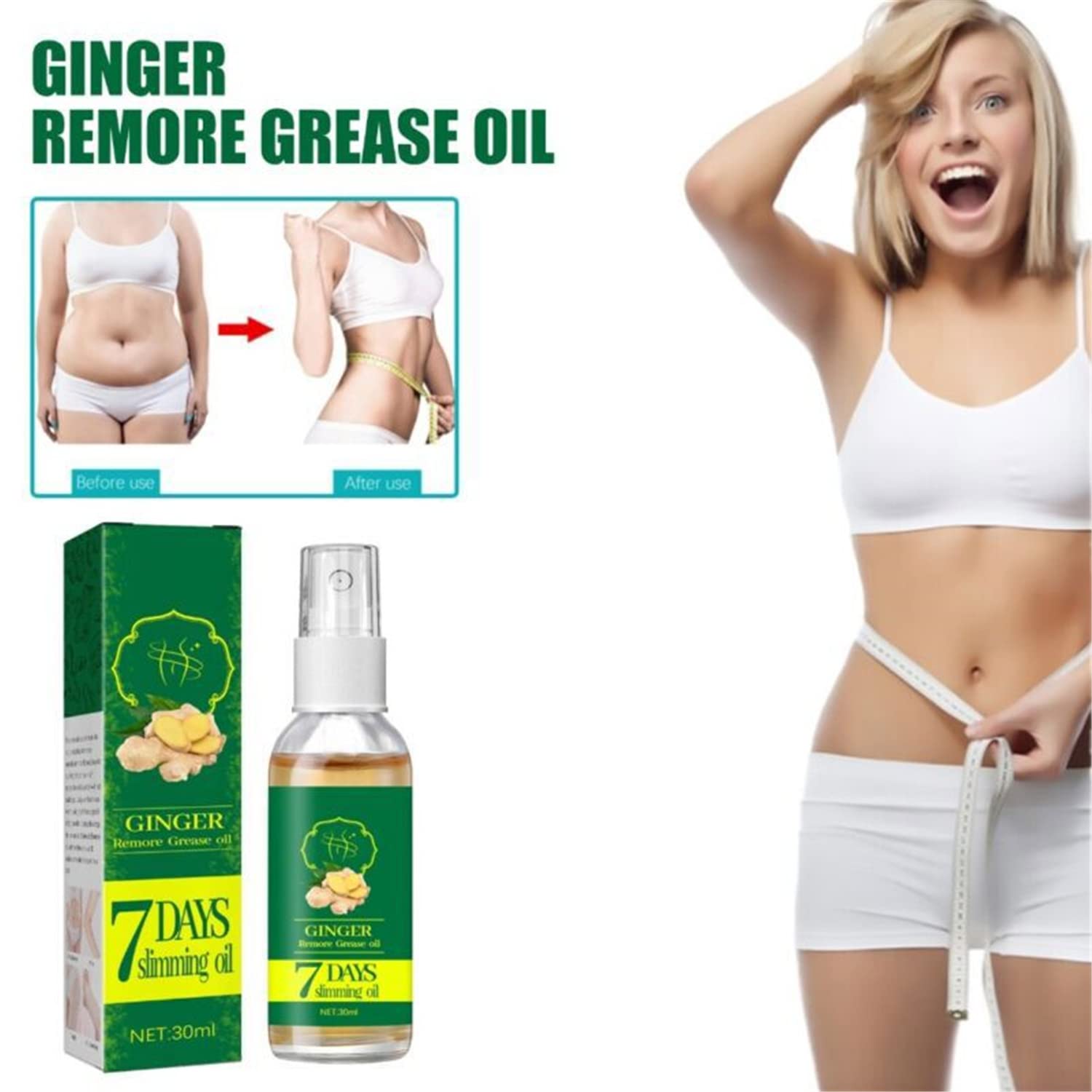 Premium Ginger Fat Burning Slimming Spray - Natural Weight Loss Body Waist Anti-Cellulite Serum & Firming Cream for Belly, Thighs & Arms - Soothing Relaxing Tightening Treatment (3 Pack) - Perfect for Post-Workout Recovery & Spa Night Self-Care Routine