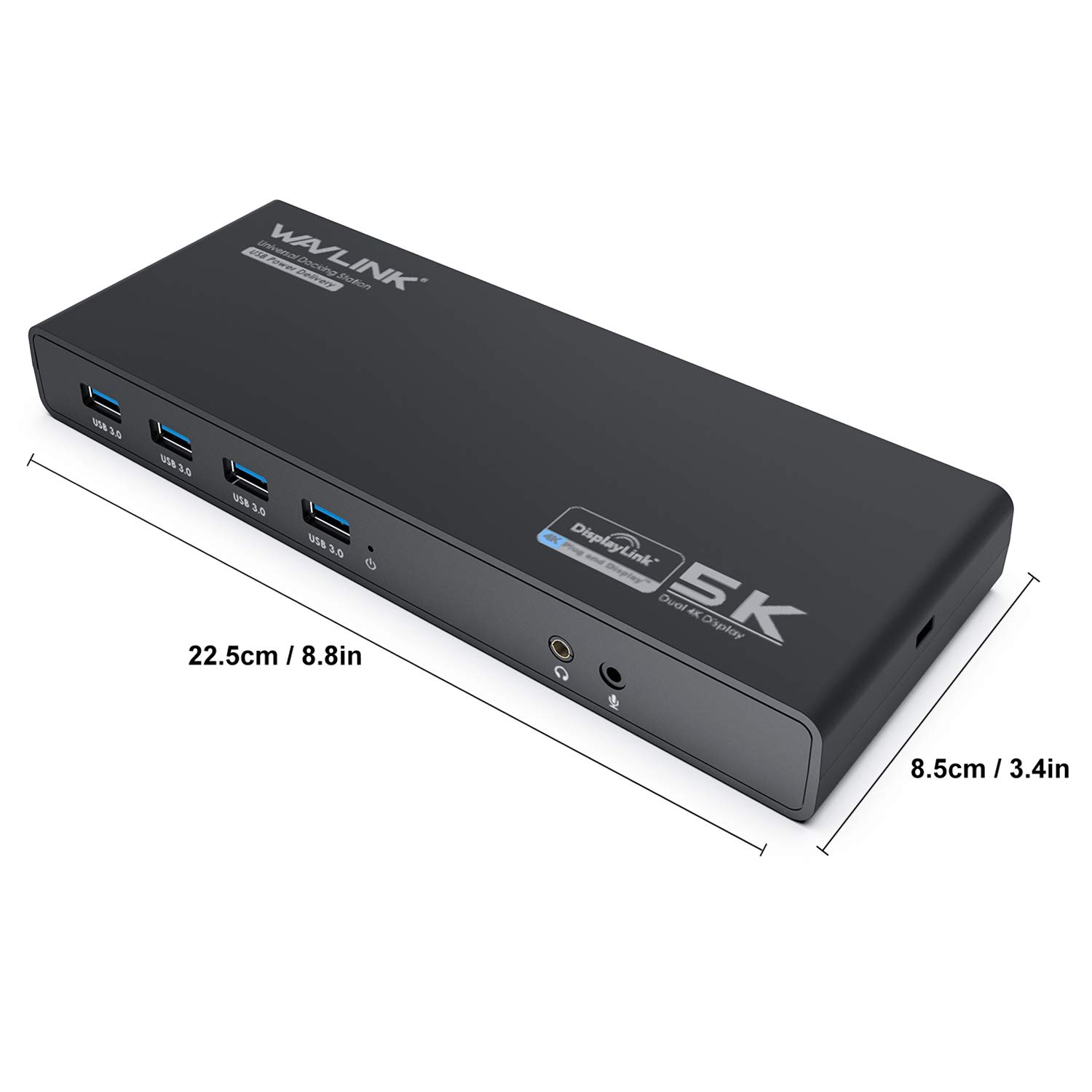 WAVLINK USB 3.0 Universal Laptop Docking Station with 65W Power Delivery - Dual Monitor Support (5K/4K) via 2 HDMI & 2 DisplayPort - Gigabit Ethernet, 6 USB 3.0 Ports, Audio/Mic - Compatible with Windows & Mac OS - Perfect for Home Office, Remote Work & Multi-Tasking Professionals