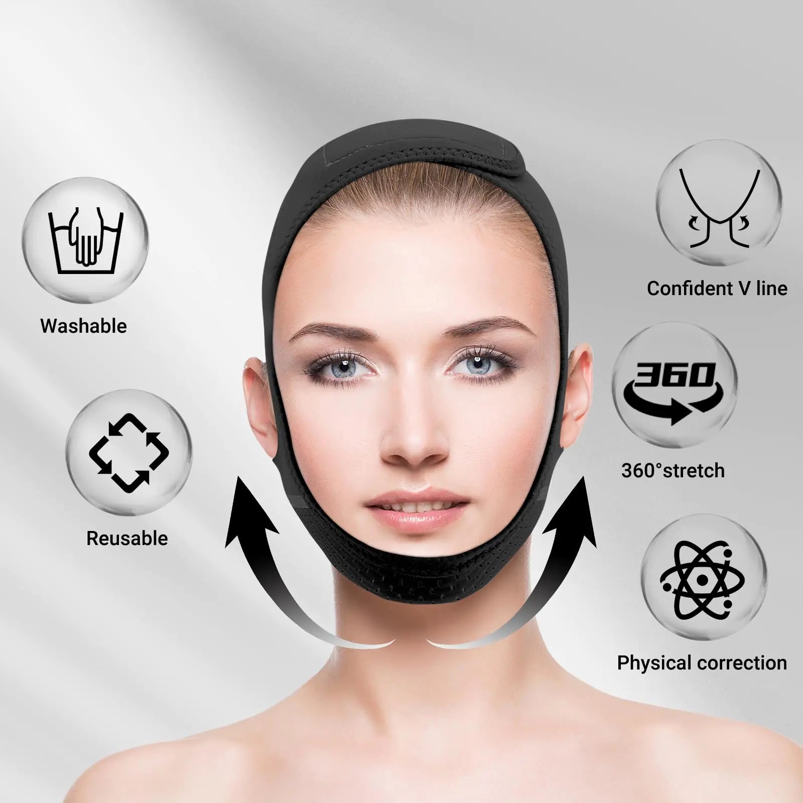 V Line Lifting Face Mask with Adjustable Chin Strap - Reusable Jawline Contouring & Slimming Mask for Double Chin Reduction - Perfect for Skincare Routine, Facial Yoga & Overnight Beauty Treatment
