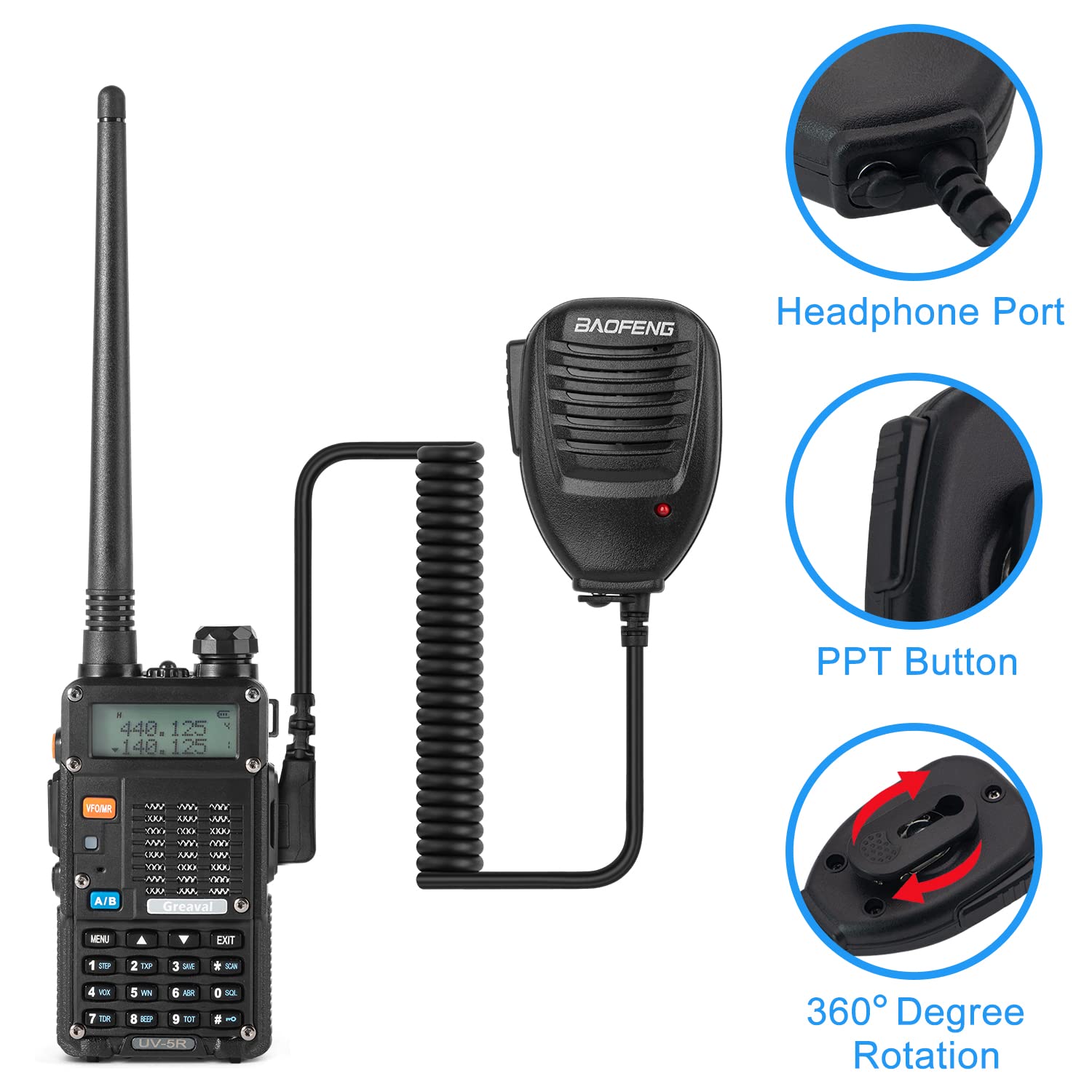 UV-5R Dual Band UHF VHF Ham Radio Walkie Talkie (2 Pack) - Long Range Two Way Radio with Rechargeable Li-ion Battery, Earpiece & Programming Cable - Perfect for Outdoor Adventures, Emergency Communication & Security Teams