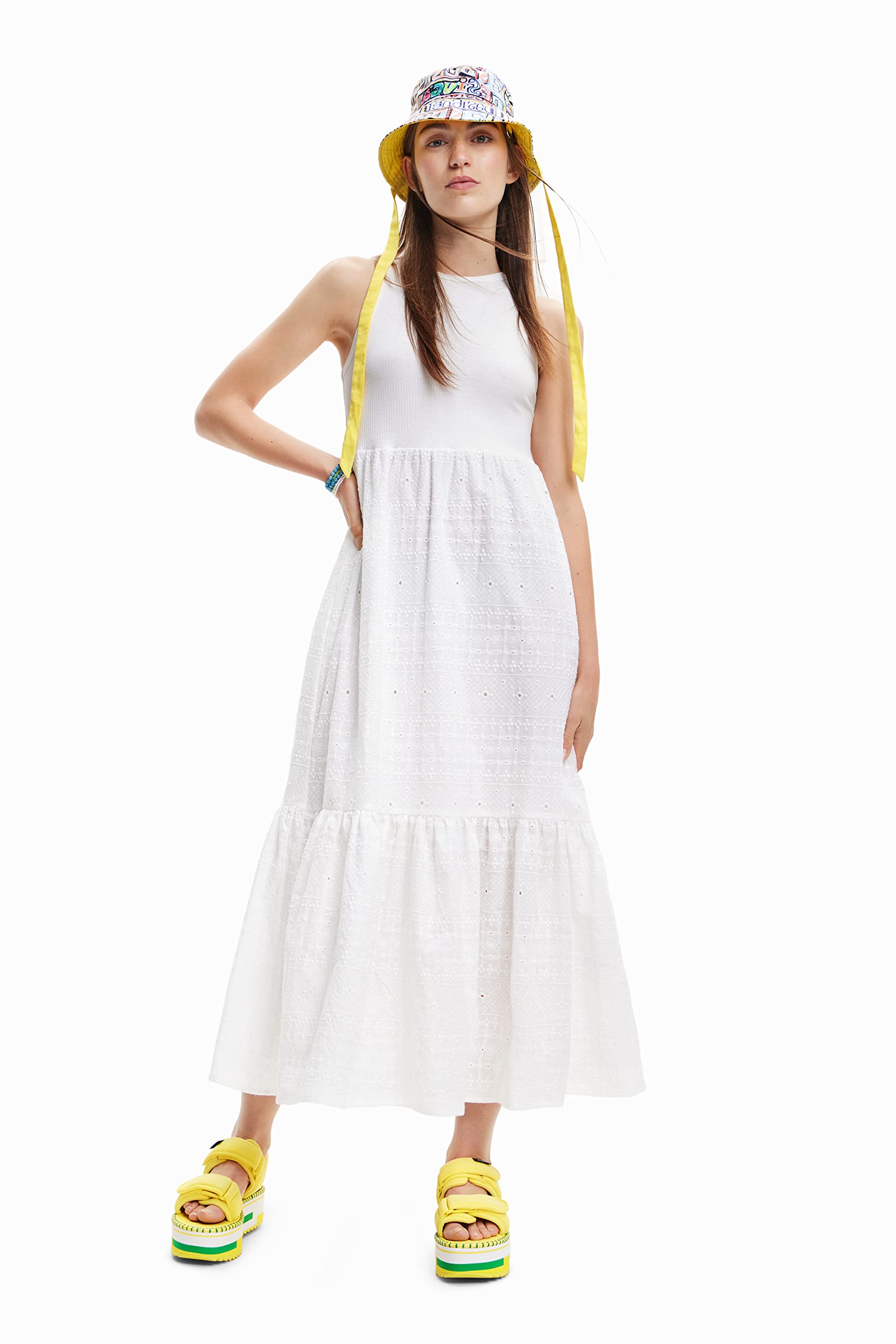 Desigual Women's Sleeveless Woven Dress - Summer Casual Flowy Boho Maxi Dress for Beach, Vacation & Outdoor Parties