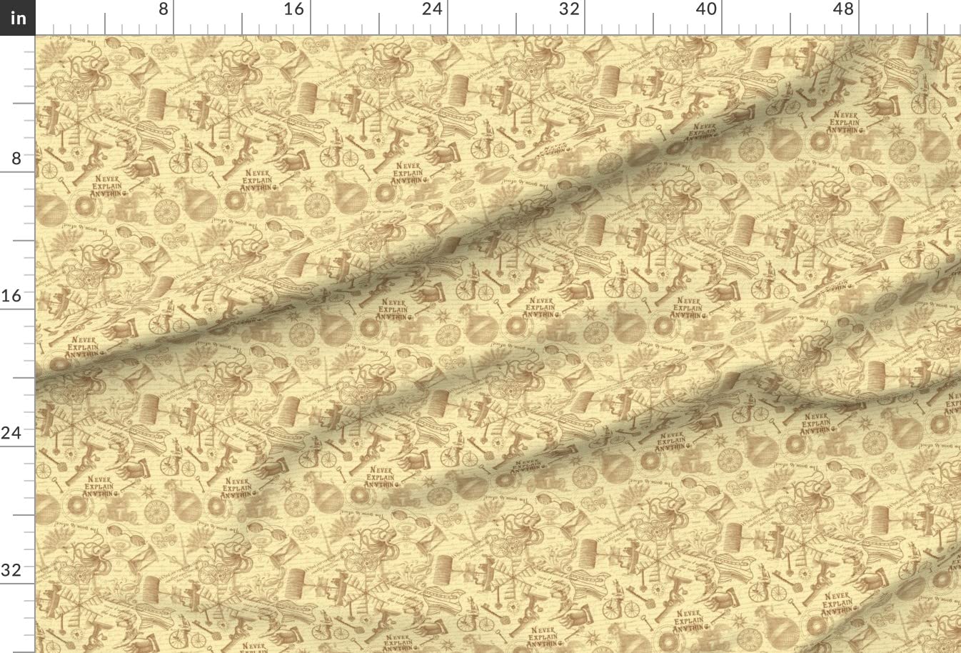 Steampunk Victorian Hot Air Balloon Octopus Gears Printed Minky Fabric by The Yard - DIY Sewing Material for Baby Blankets, Quilt Backing & Plush Toys - Perfect for Nursery Decor, Costume Design & Home Crafts