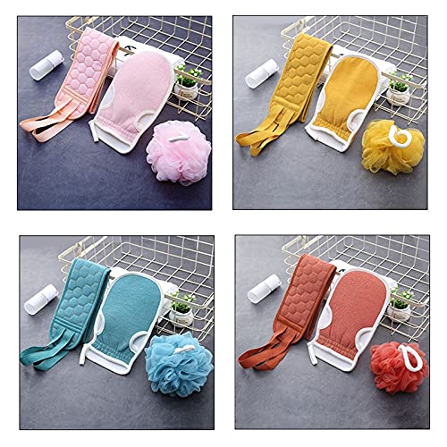 SHOPPOFOBIX 3-in-1 Bath & Shower Scrubber Set - Exfoliating Back Scrubber, Deep Cleaning Gloves & Loofah Sponge for Smooth Skin | Perfect for Body Scrubbing, Dead Skin Removal & Spa-Like Shower Experience