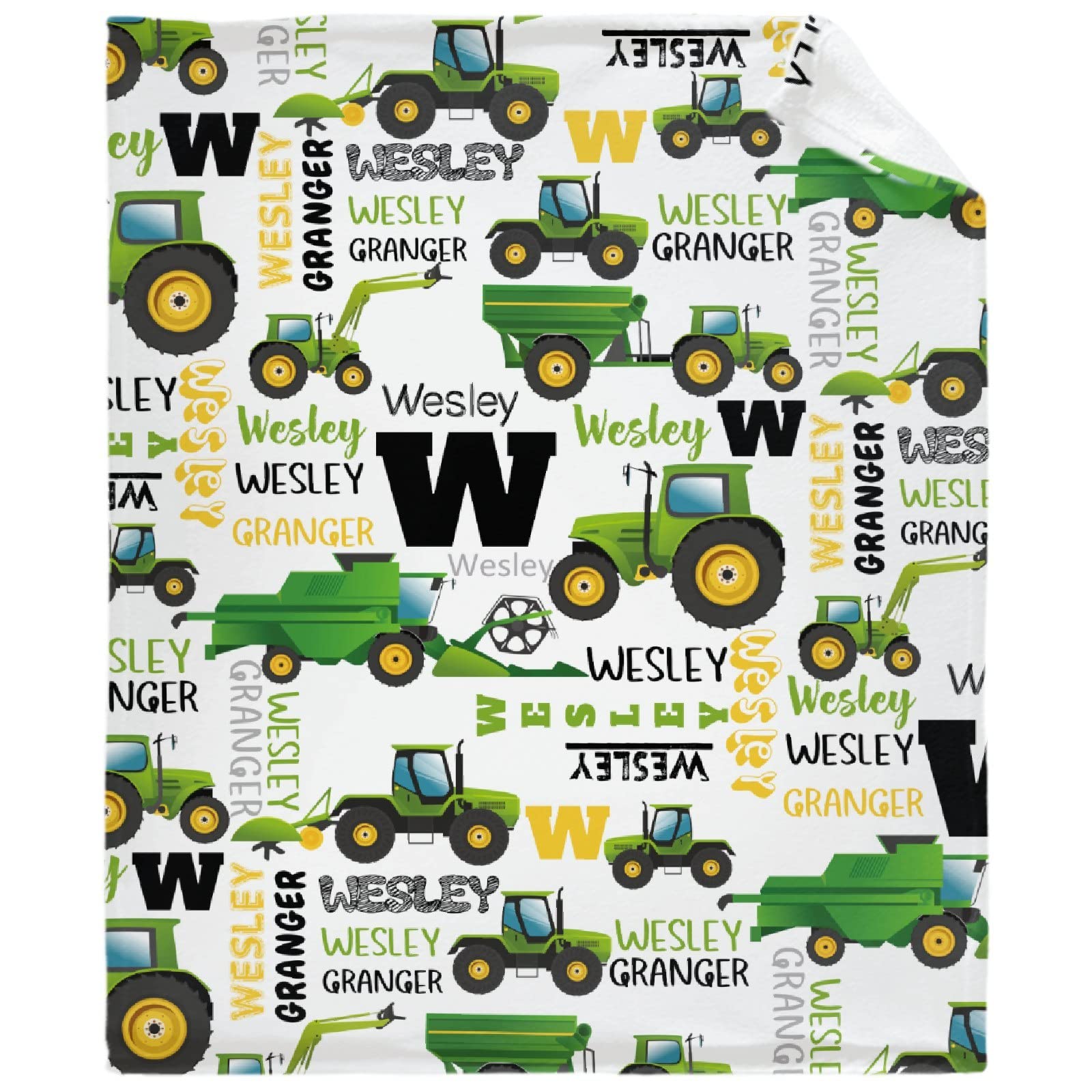 Bargley Personalized Tractor Fleece Blanket - Custom Farm Baby Blanket 80x60 Inch | Soft Lightweight Warm Fuzzy Throw for Couch, Sofa, Bed & Travel | Perfect for Farmhouse Decor, Baby Showers & Cozy Winter Nights
