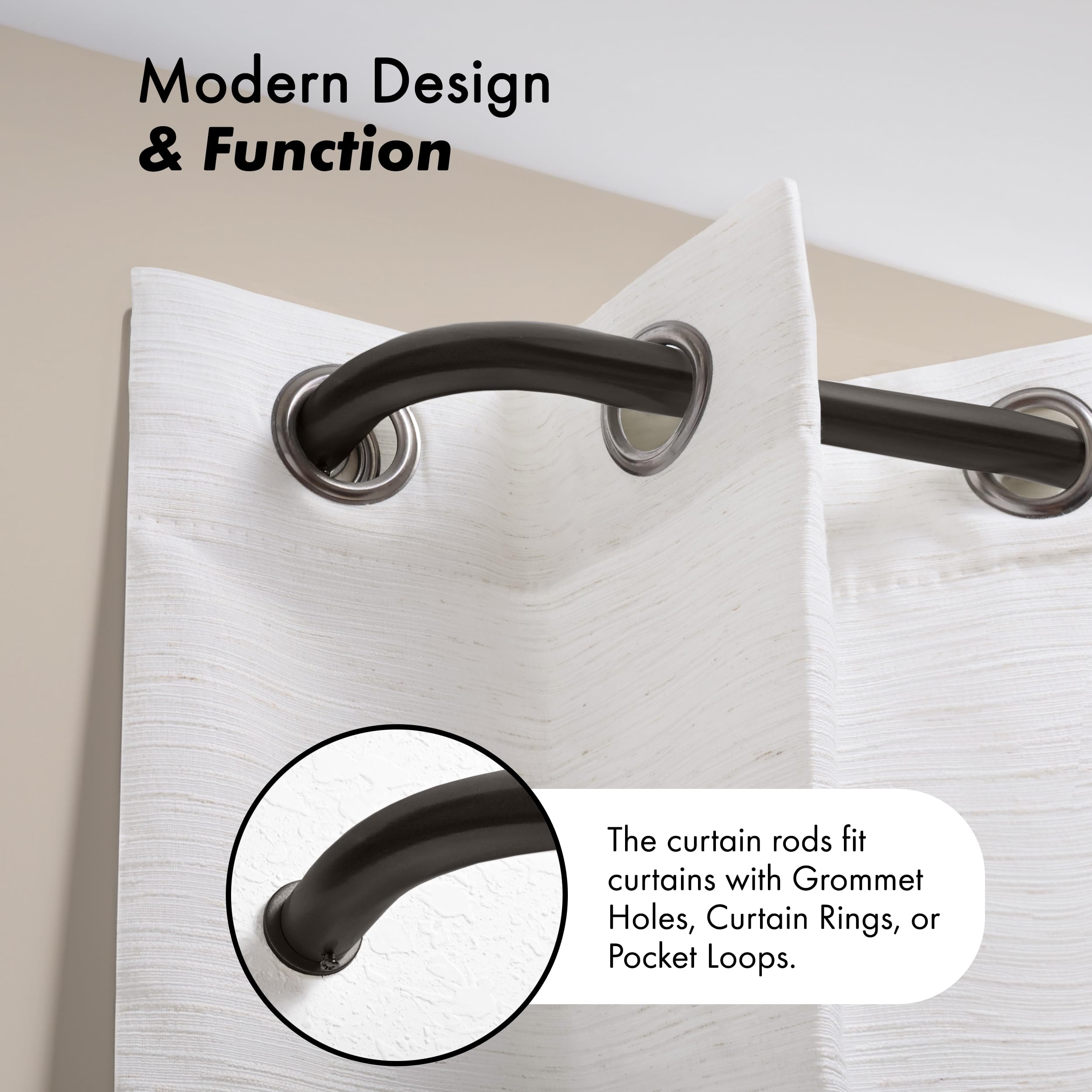 Meriville 1-Inch Diameter Bay Window Curtain Rod Set - Oil-Rubbed Bronze Finish for Bayview Windows, Perfect for Living Room, Bedroom, and Kitchen Decor