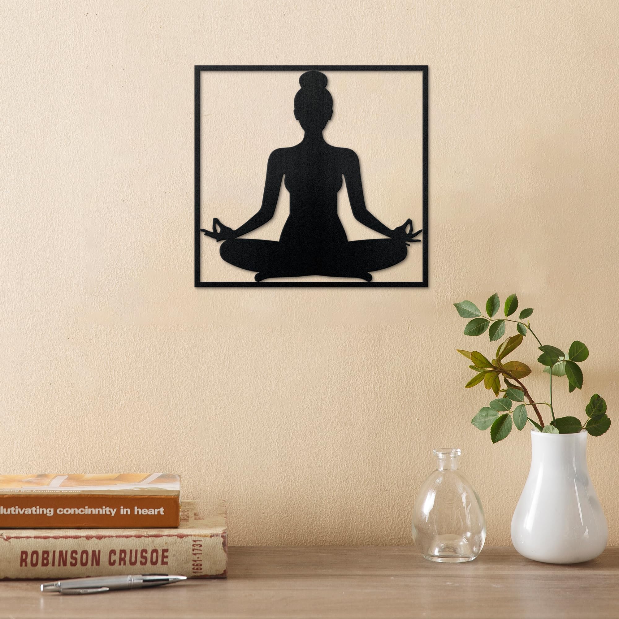 Zen Metal Wall Art - Yoga Meditation Wall Decor for Indoor & Outdoor - Boho Chic Metal Wall Hanging for Home, Office, Yoga Studio & Garden Decor