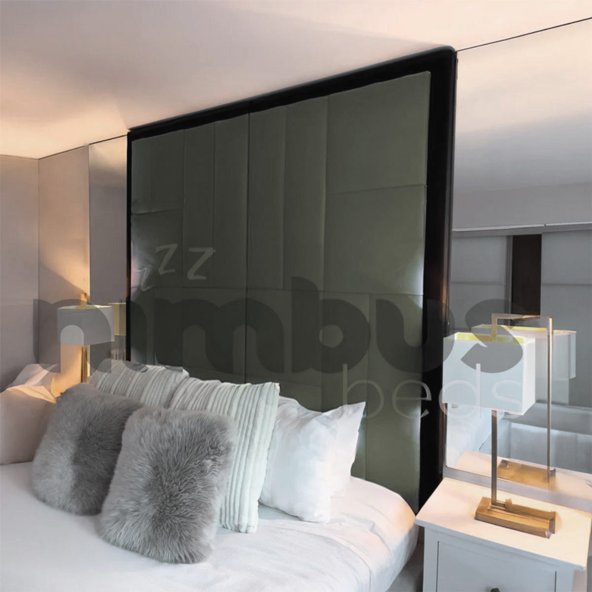 Bauhaus Bumper Bed Frame - Queen Size Platform Bed with Headboard & Footboard - Modern Minimalist Bedroom Furniture for Home, Apartment, Dorm