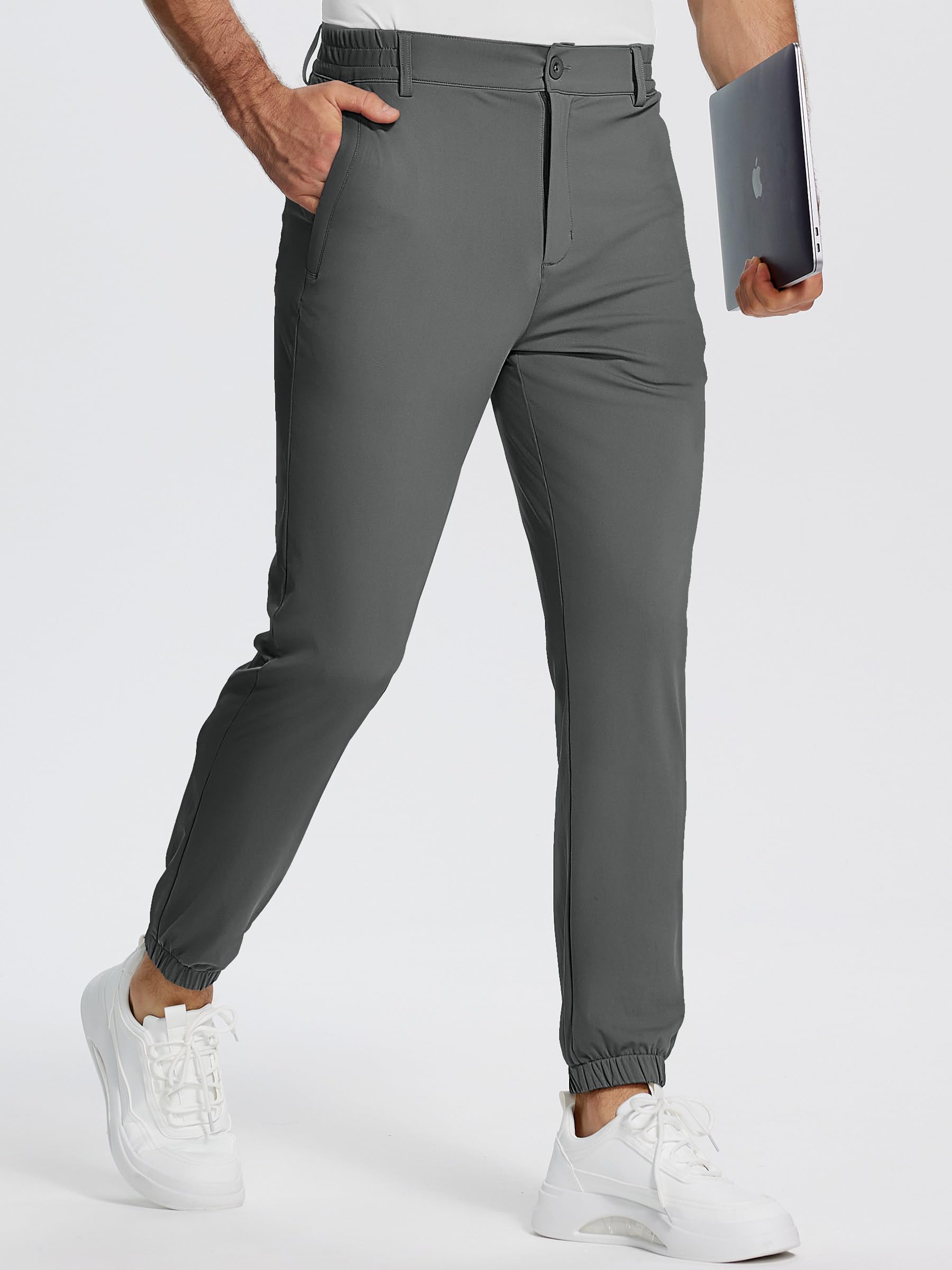 **Men's Slim Fit Golf Joggers Pants - Stretch Travel & Work Casual Tapered Pants with 4 Zipper Pockets | Perfect for Golfing, Travel, Office & Everyday Wear**