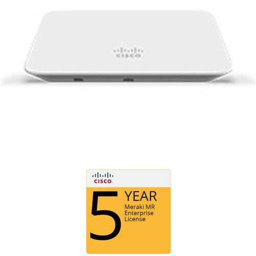 Cisco Meraki MR20 Cloud Managed WiFi Access Point with 5-Year Enterprise License - High Performance Wireless Solution for Offices, Hotels & Smart Homes