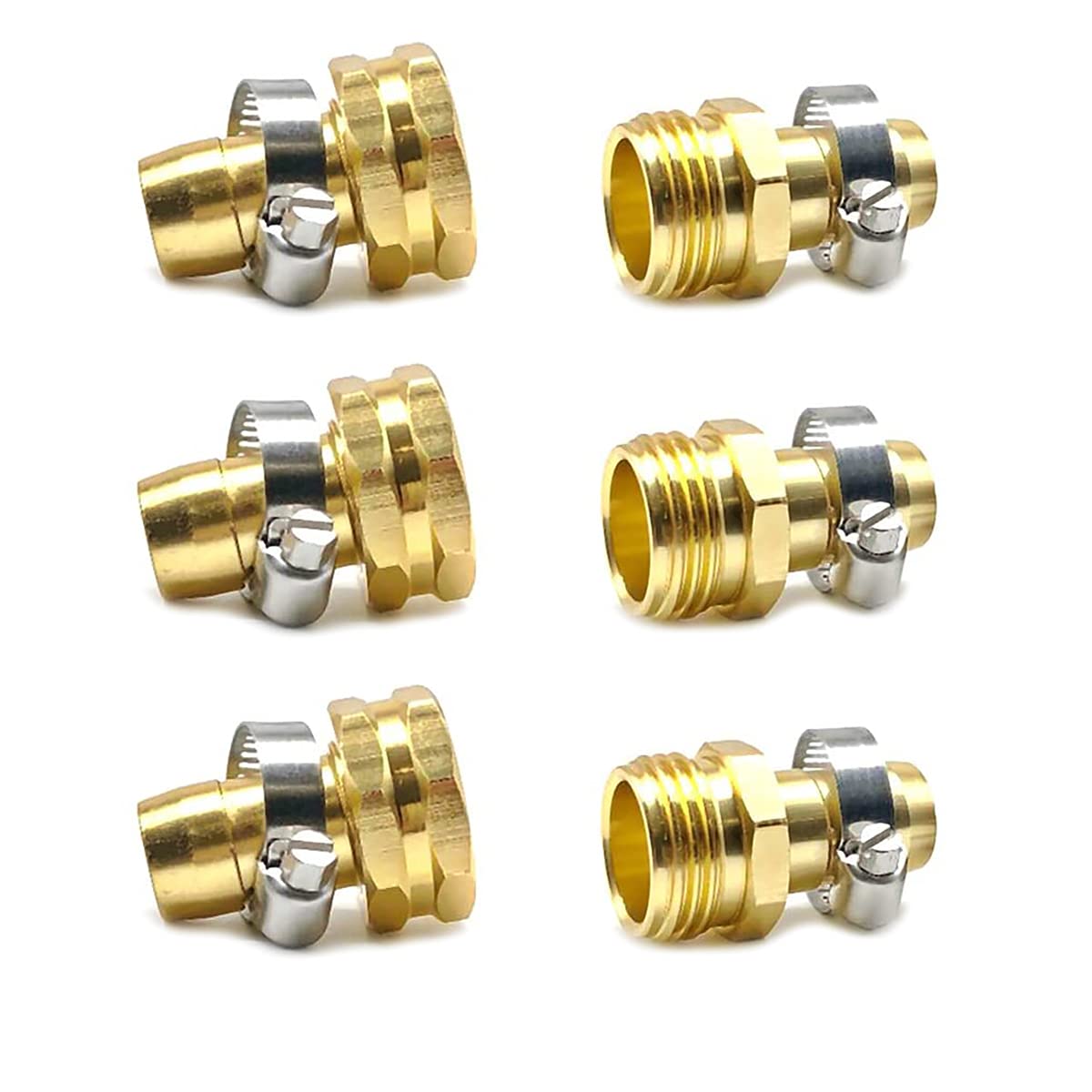 3 Sets Heavy Duty Garden Hose Repair Kit - Stainless Steel Clamps & Male/Female Connectors for 5/8