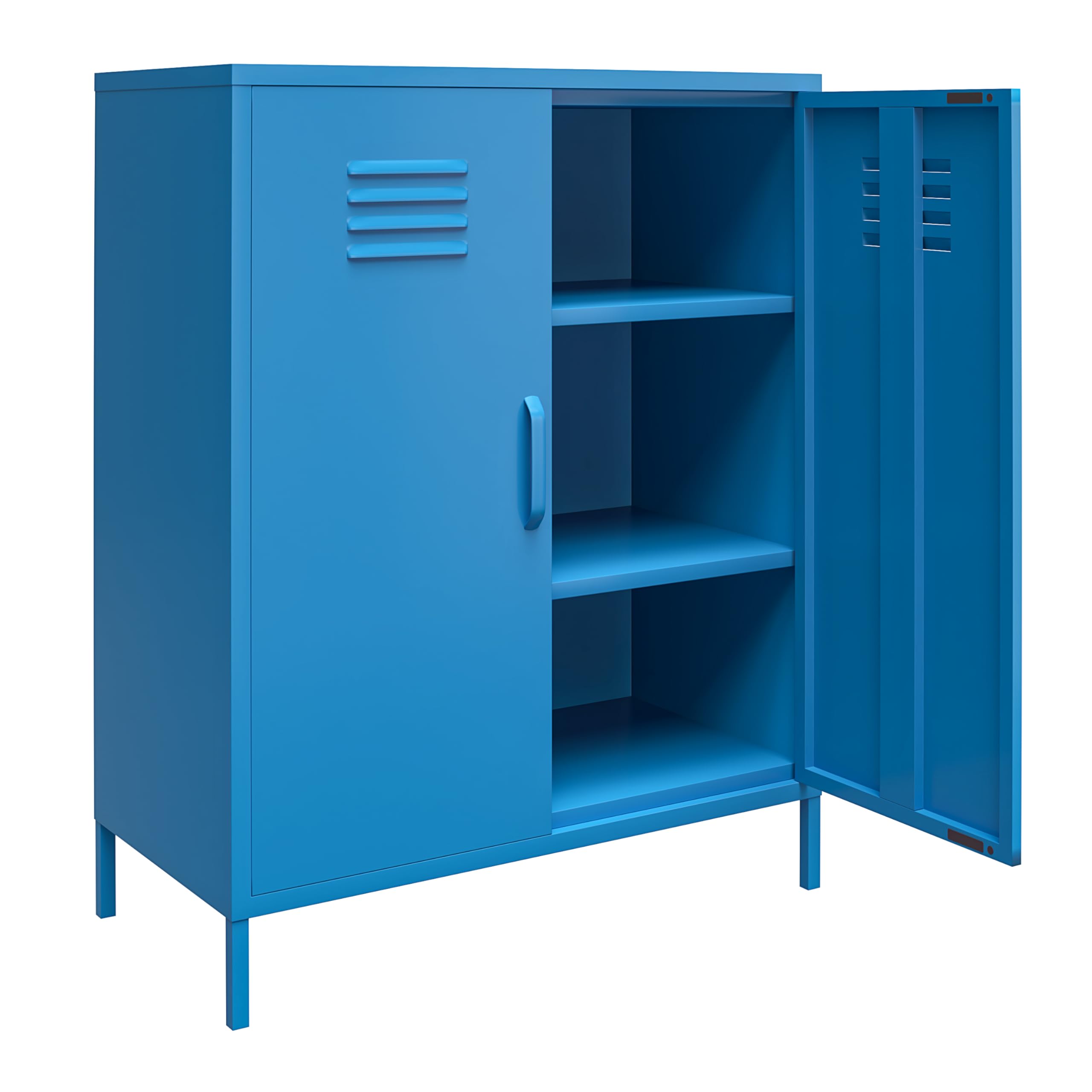 Novogratz Cache 2-Door Metal Locker Storage Cabinet in Blue - Stylish Home & Office Organization Solution for Bedroom, Dorm, or Entryway