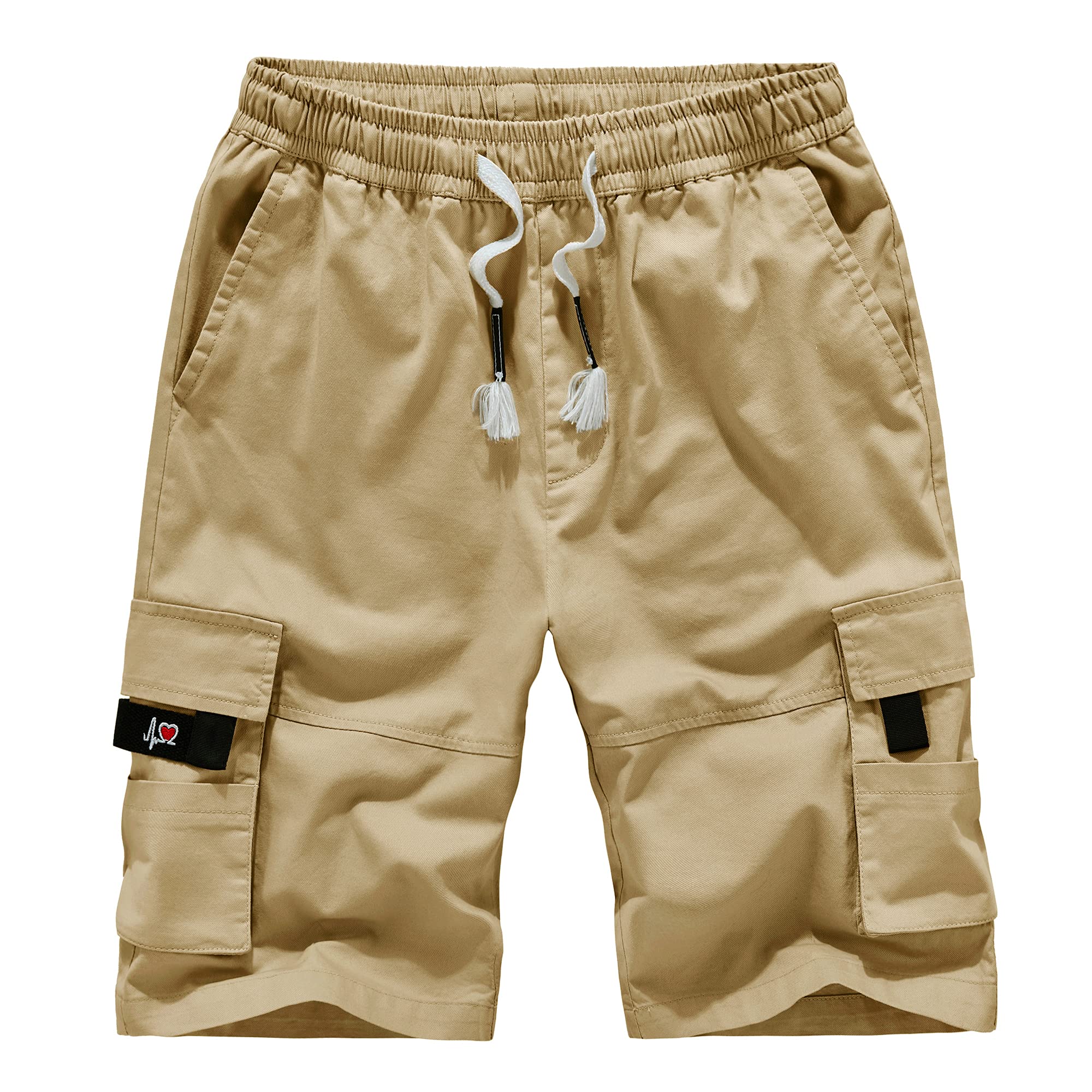 APTRO Men's Cargo Shorts with Elastic Waistband - Relaxed Fit Summer Casual Cotton Work Shorts for Outdoor, Hiking, and Everyday Wear