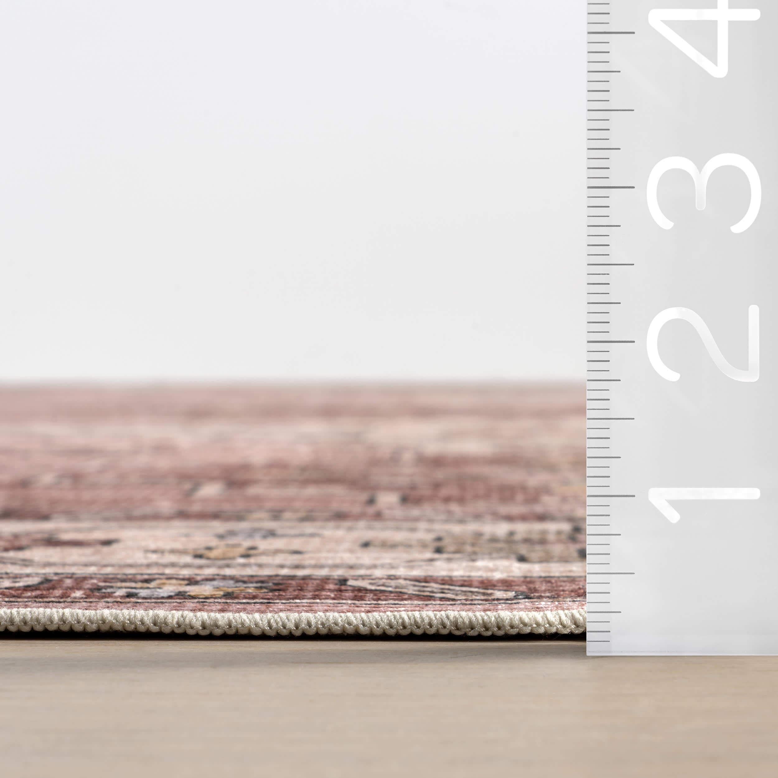 Barbary Distressed Spill Proof Washable Rug - Soft & Durable Non-Slip Area Rug for Living Room, Bedroom, Kitchen | Blush Pink Boho Chic Decor | Perfect for High Traffic Areas & Pet Friendly Homes