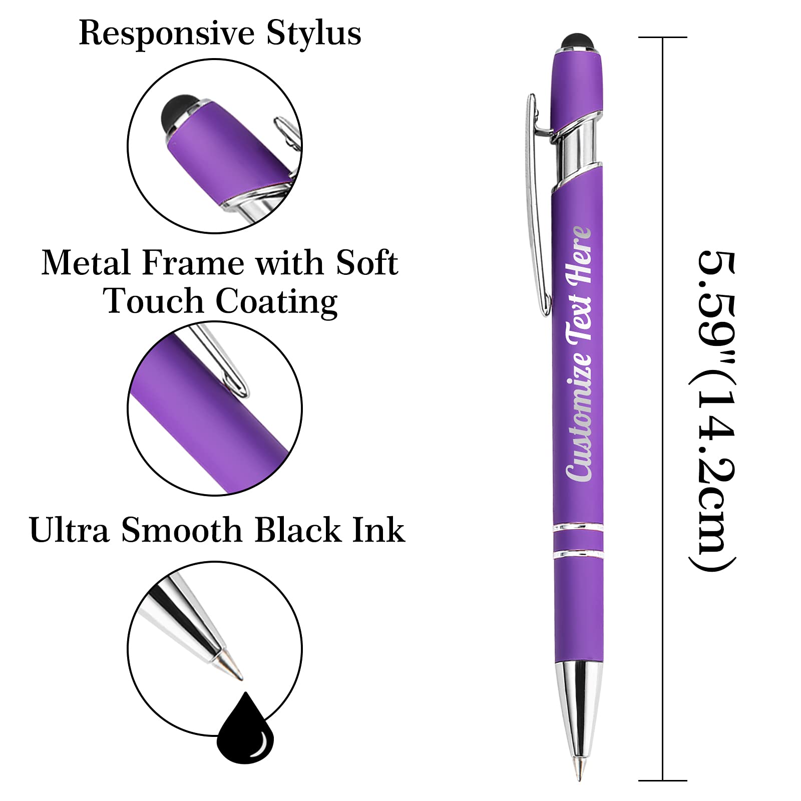 500 Custom Engraved Ballpoint Pens Bulk - Personalized with Business Name, Logo & Message - Medium Point Black Ink (108 Pcs) - Perfect for Corporate Gifts, Promotions & Office Supplies