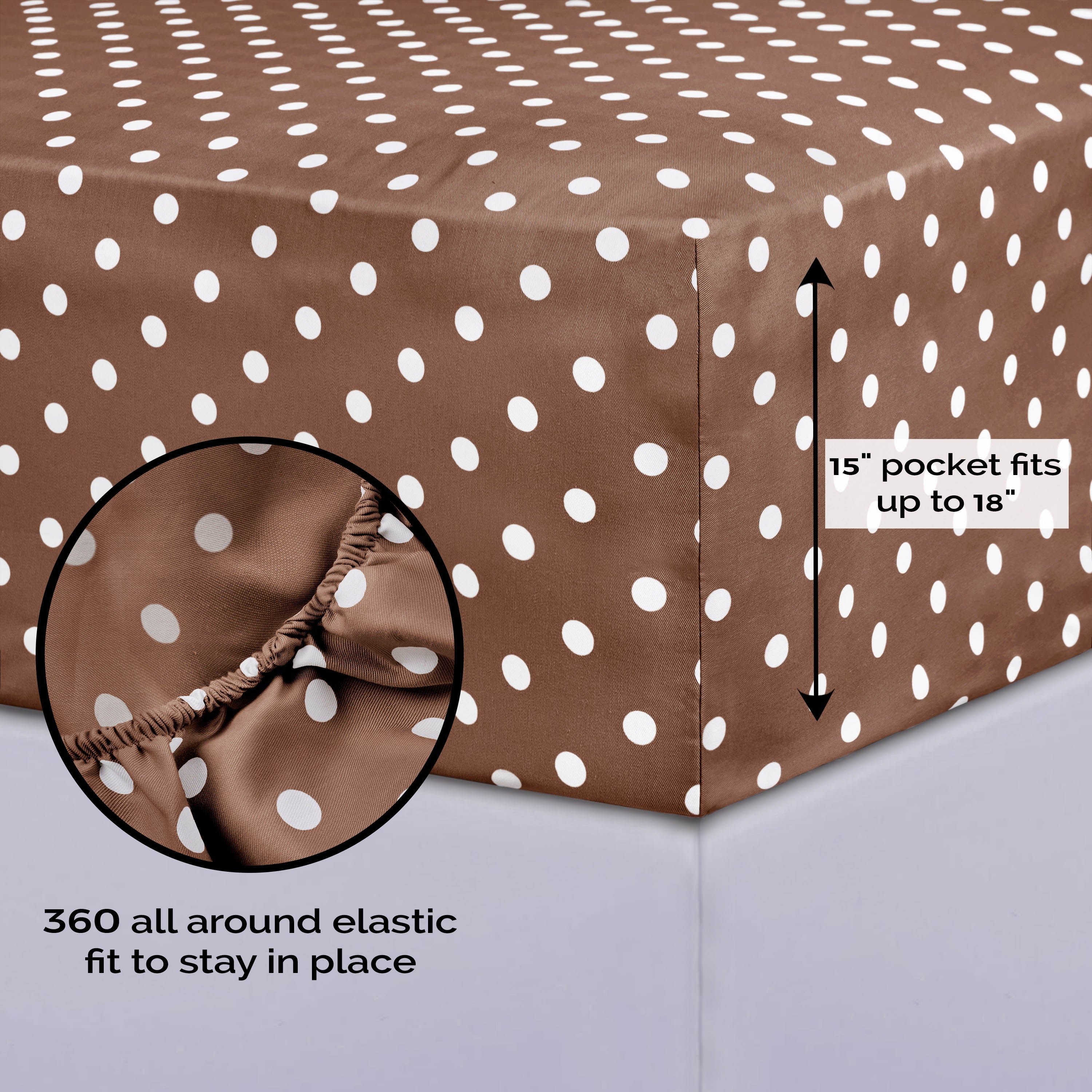 Polka Dot 600 Thread Count Cotton Blend Deep Pocket Sheet Set - Queen Size Bed Sheets for Comfortable Sleep - Perfect for Master Bedroom, Guest Room & Dorm