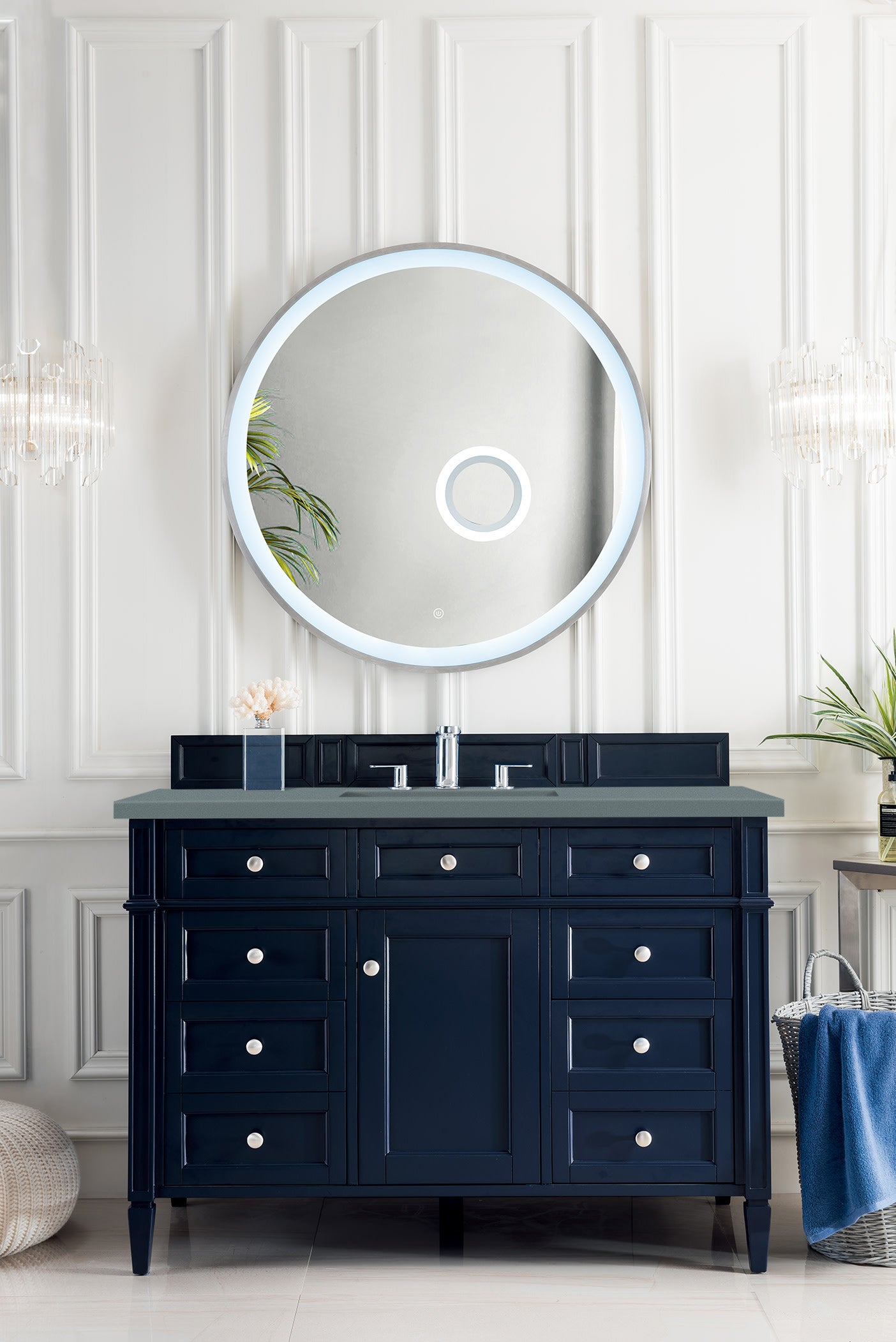Brittany 48-Inch Single Bathroom Vanity in Victory Blue with 3CM Cala Blue Quartz Countertop - Perfect for Modern Bathroom Renovations & Home Upgrades