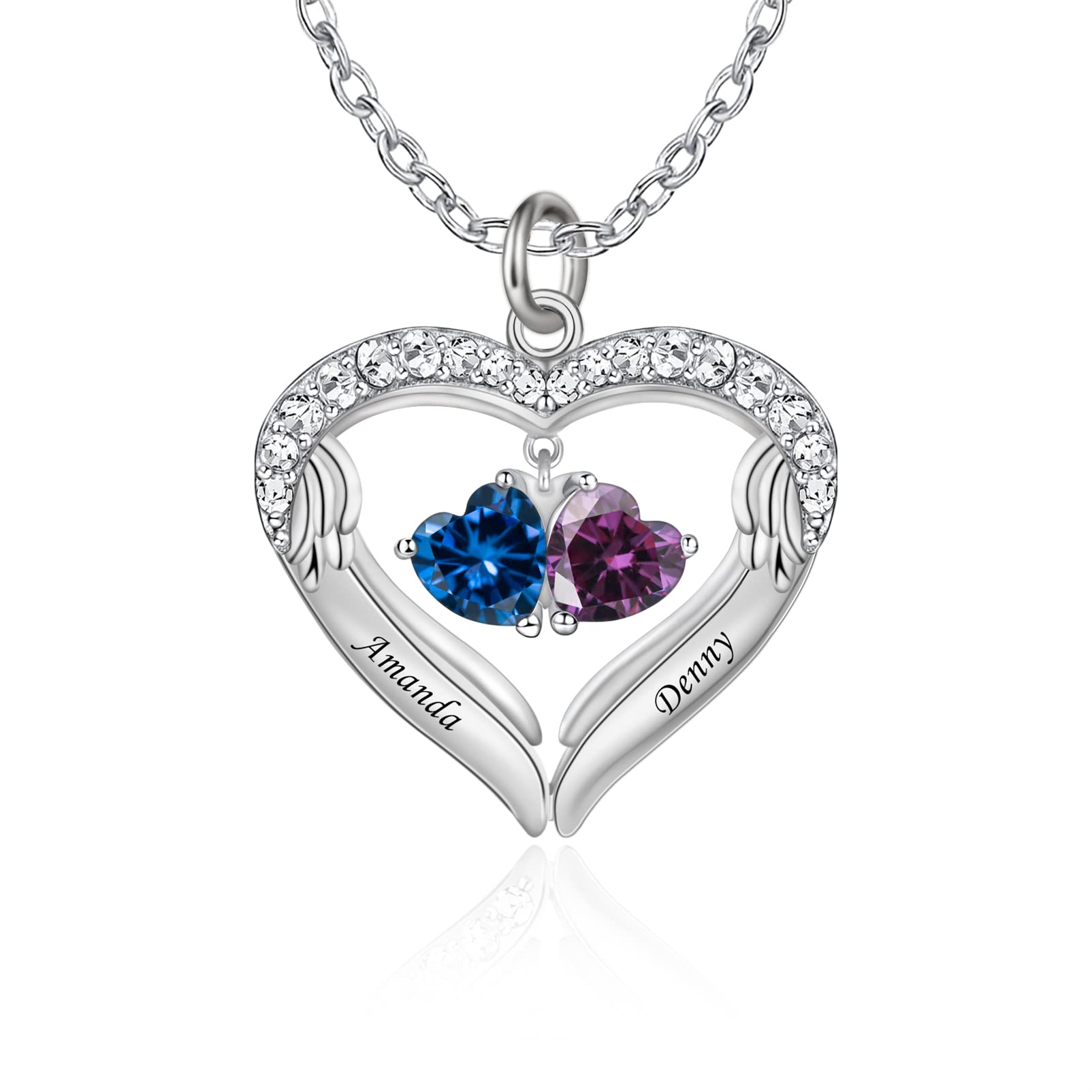 Custom Personalized Mothers Necklace with 1-6 Names & Birthstones - Heart Pendant Jewelry Gift for Mom, Grandma, Wife - Perfect for Christmas, Birthday, Anniversary, Mother's Day & Special Occasions