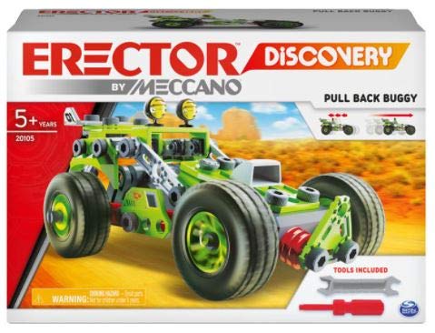Spin Master Erector by Meccano Pull Back Buggy - DIY Building Toy Car Kit for Kids Ages 8+, STEM Learning Construction Set - Perfect for Creative Play, Birthday Gifts & Classroom Activities