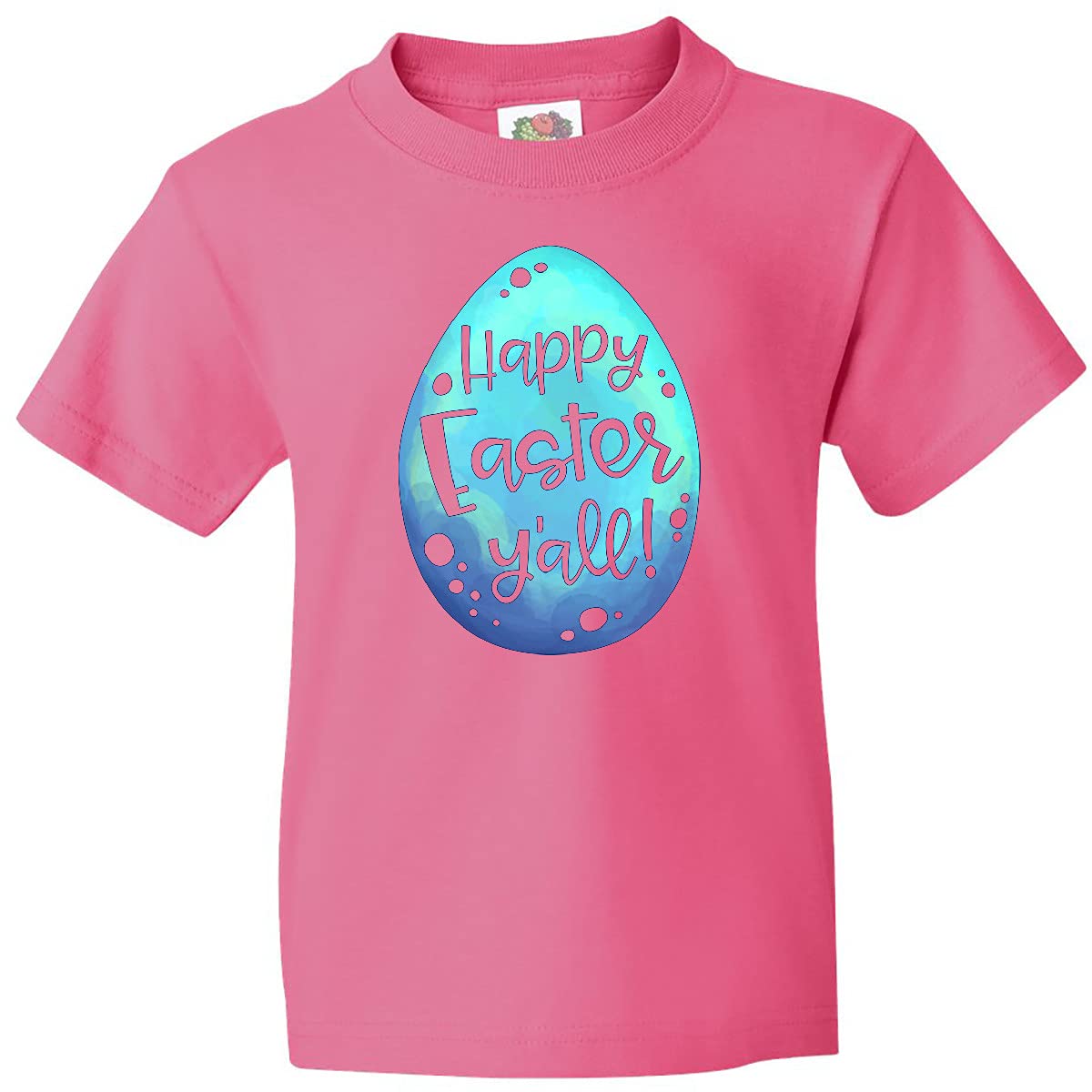 Inktastic Happy Easter Y'all Blue Easter Egg Youth T-Shirt - Cute Easter Outfit for Kids, Easter Sunday Church & Family Gathering