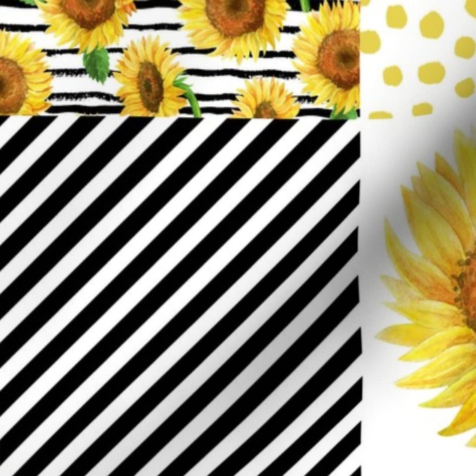 Sunflower Printed Minky Fabric Fat Quarter - Soft Plush Quilt Backing Material for Baby Blankets, Nursery Decor & Sewing Projects - Yellow Cheater Quilt Fabric with Floral Design