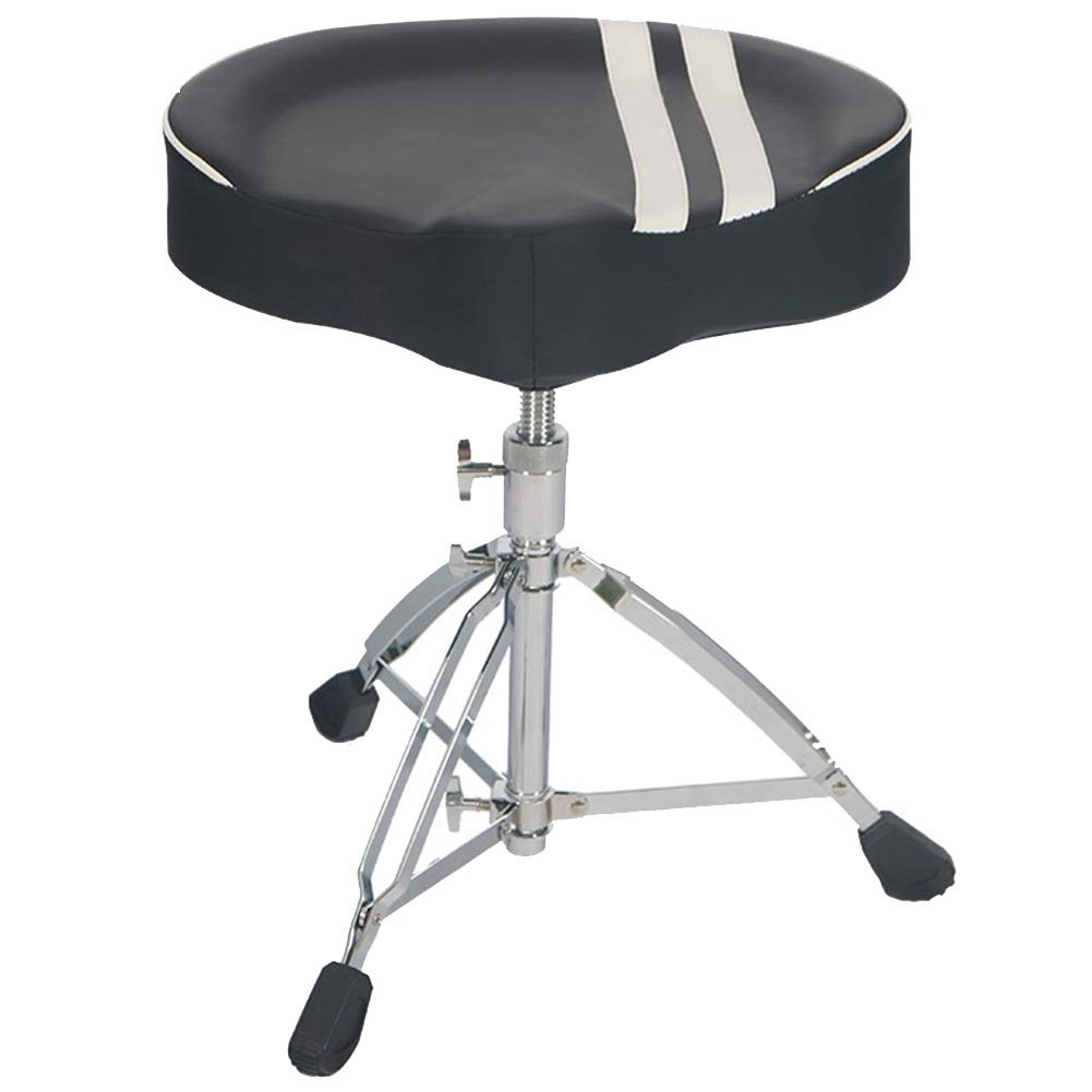 WEIYV Adjustable Drum Stool Throne - Leather Suede Saddle Seat for Adults & Kids, Height 43-60cm, 360° Rotating Triangle Base - Perfect for Drum Kits, Practice Sessions & Live Performances (Stripe Pattern)