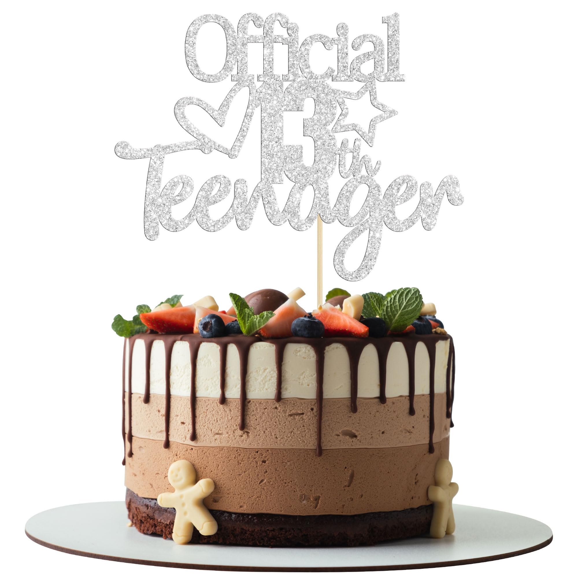 Officially A Teenager 13 Cake Topper - Rose Gold Glitter 13th Birthday Cake Decorations & Party Supplies for Teens - Perfect for Sweet 16, Quinceañera, and Milestone Birthday Celebrations