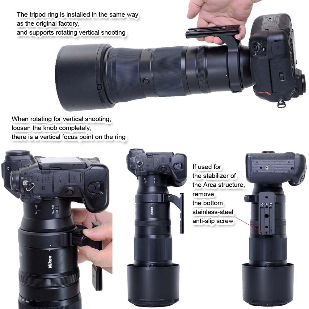 iShoot Lens Collar Tripod Mount Ring for Nikon Nikkor Z 180-600mm F5.6-6.3 VR Lens - Arca-Swiss Compatible Quick Release Plate - Professional Lens Support Bracket for Wildlife & Sports Photography