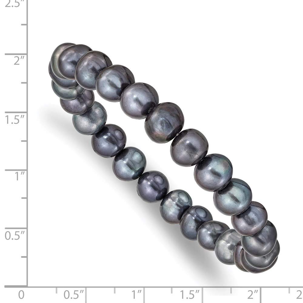 8-9mm Freshwater Cultured Black Pearl Stretch Bracelet for Women - Elegant Fine Jewelry Gift for Her, Mother, Wife (7.5