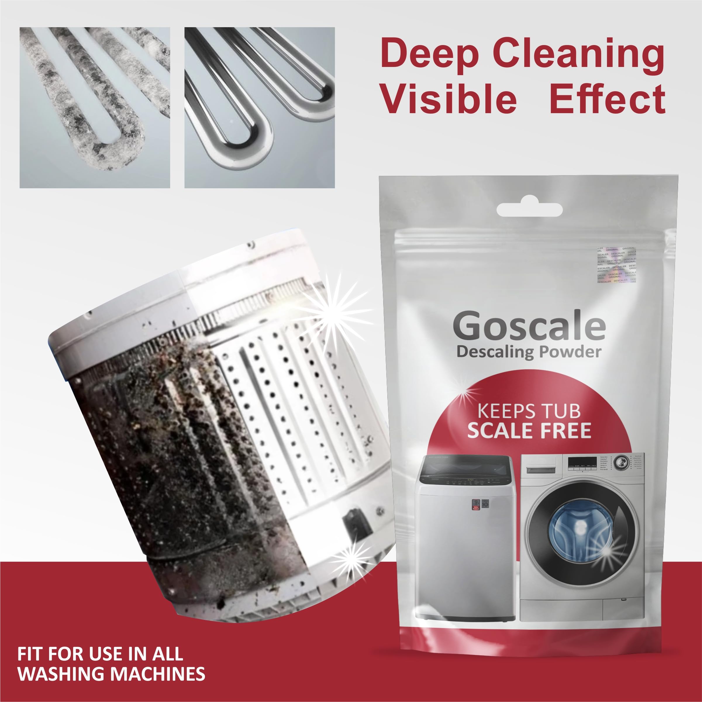 LG, Samsung, Bosch, IFB Washing Machine Descaler Powder - Front Load & Top Load Compatible, 100g (Pack of 18) | Deep Cleans Drum, Removes Limescale & Odors | Perfect for Monthly Maintenance & Hard Water Areas