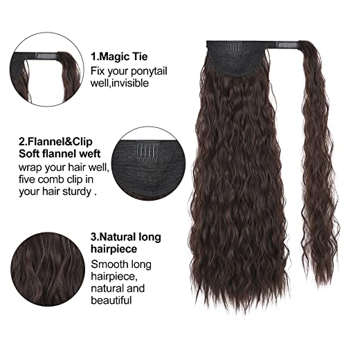 Wavy Clip-in Ponytail Hair Extension - Natural Looking Synthetic Hairpiece for Volume & Length - Perfect for Parties, Weddings & Everyday Styling