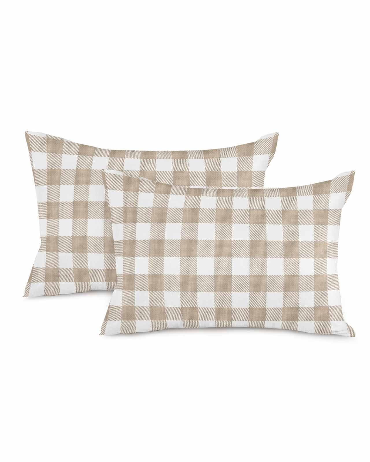 20x12 Inch Buffalo Check Plaid Throw Pillow Covers Set of 2 - Soft Khaki Decorative Cushion Cases for Couch, Sofa & Bedroom - Farmhouse Style Lumbar Pillow Covers for Home, Car and Garden Decor (Perfect for Living Room Accents & Cozy Reading Nooks)