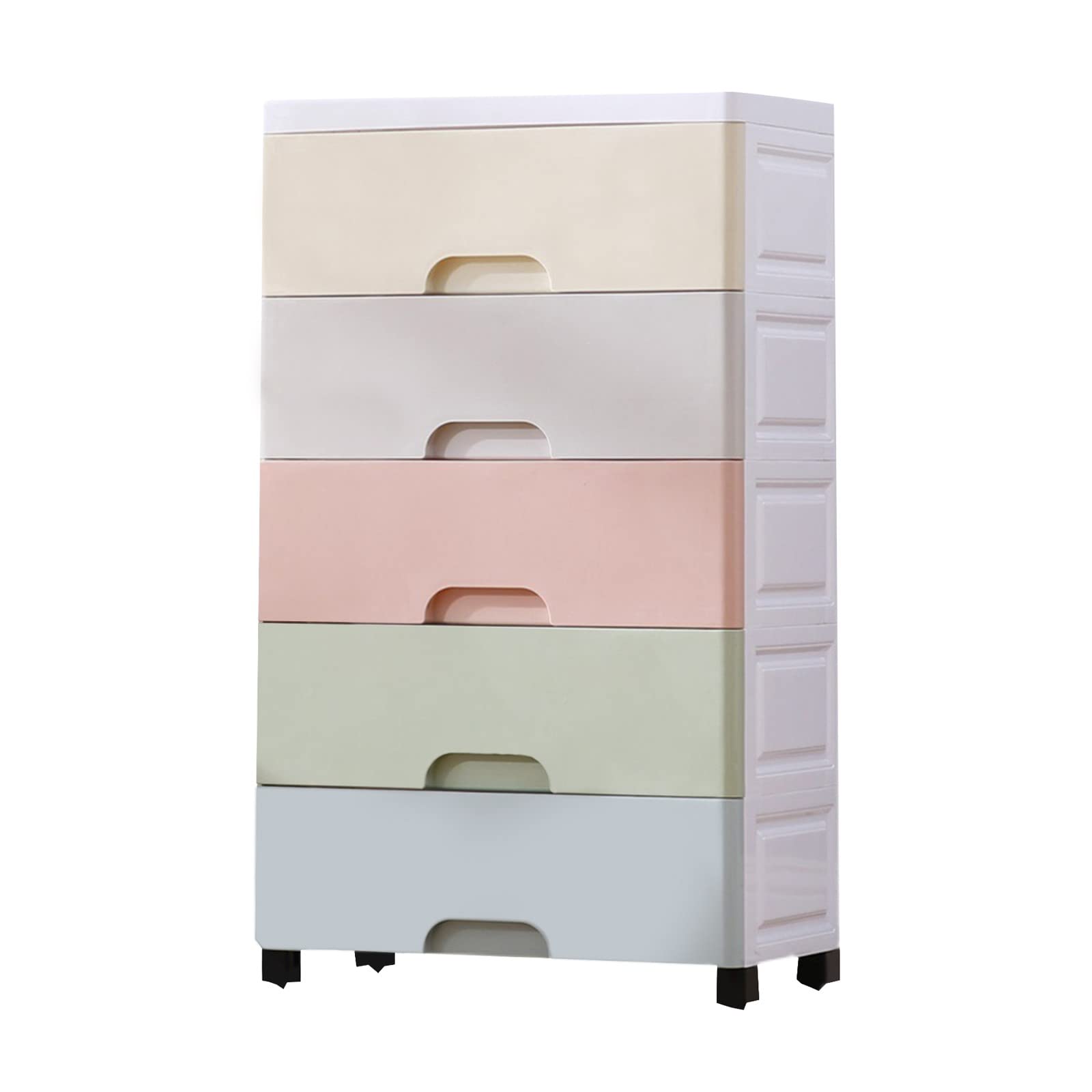 Visdron 5-Drawer Plastic Storage Cabinet - Lightweight Dresser Organizer for Closet, Bedroom, Office - Modern Furniture in Macaron Color (One Size) - Perfect for Small Spaces, Kids Room & Dorm Organization