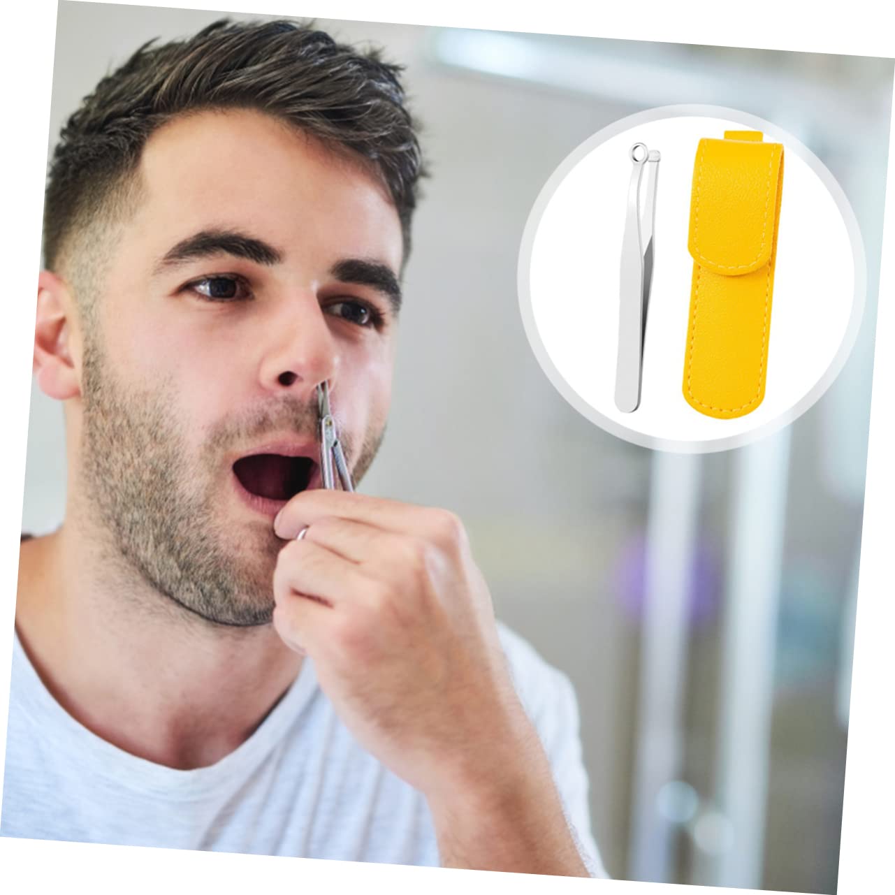 Waterproof Stainless Steel Nose Hair Trimmer - Compact Round Head Design for Easy Grooming, Travel & Makeup Bag Essentials