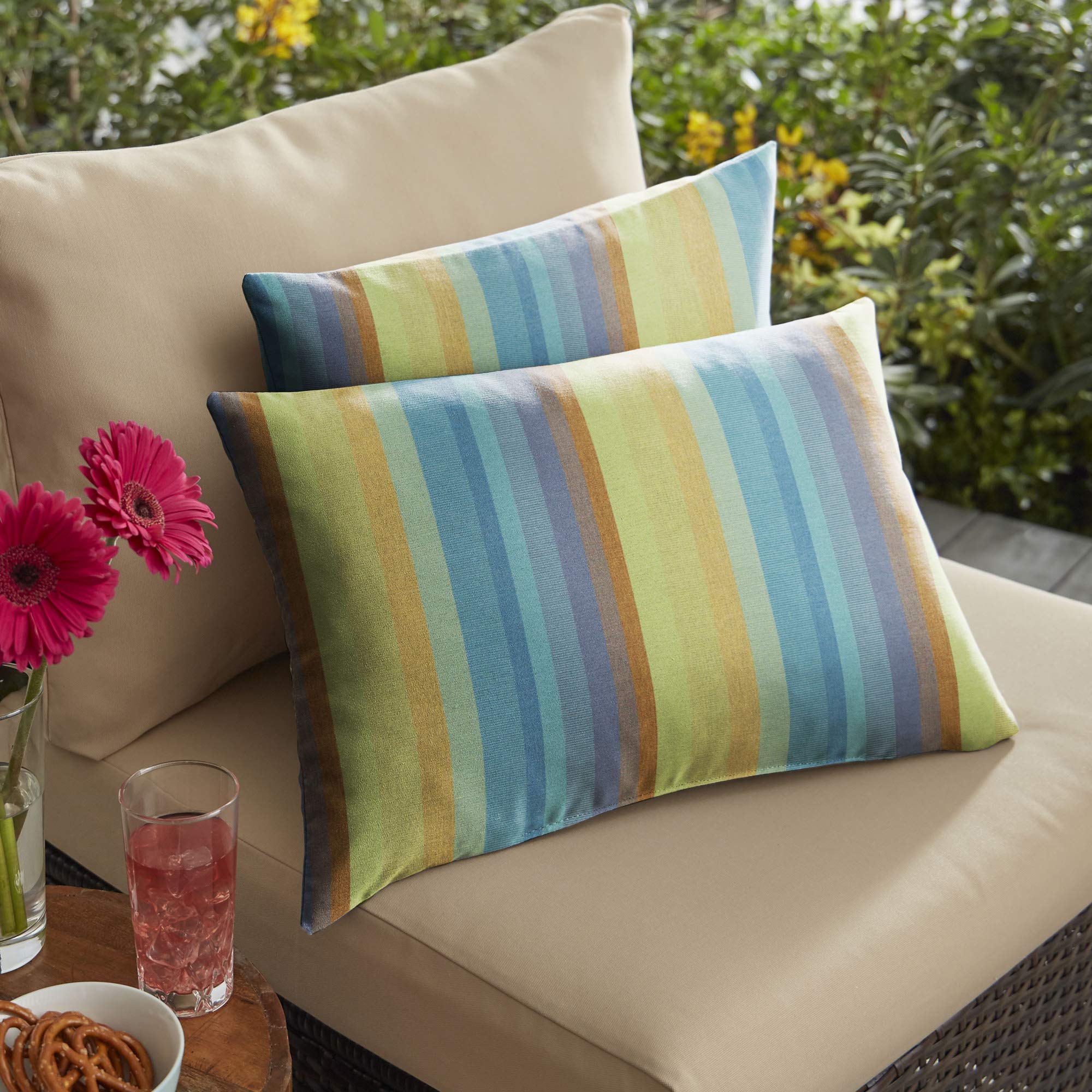 Set of 2 Vibrant Astoria Lagoon Decorative Throw Pillows - 20 Inch Indoor Outdoor Cushion Covers for Sofa, Bed, Patio & Porch Decor