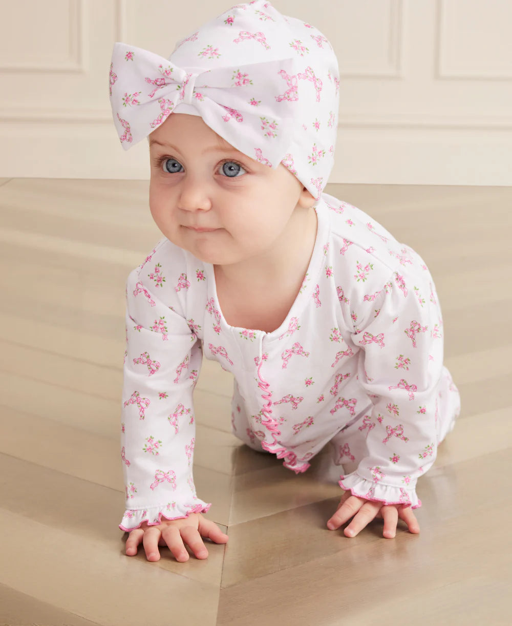 Blooming Bows Zip Footie Pajamas for Baby Girls - Soft Pink Infant Sleepwear with Zipper Closure | Perfect for Nursery, Bedtime & Photoshoots