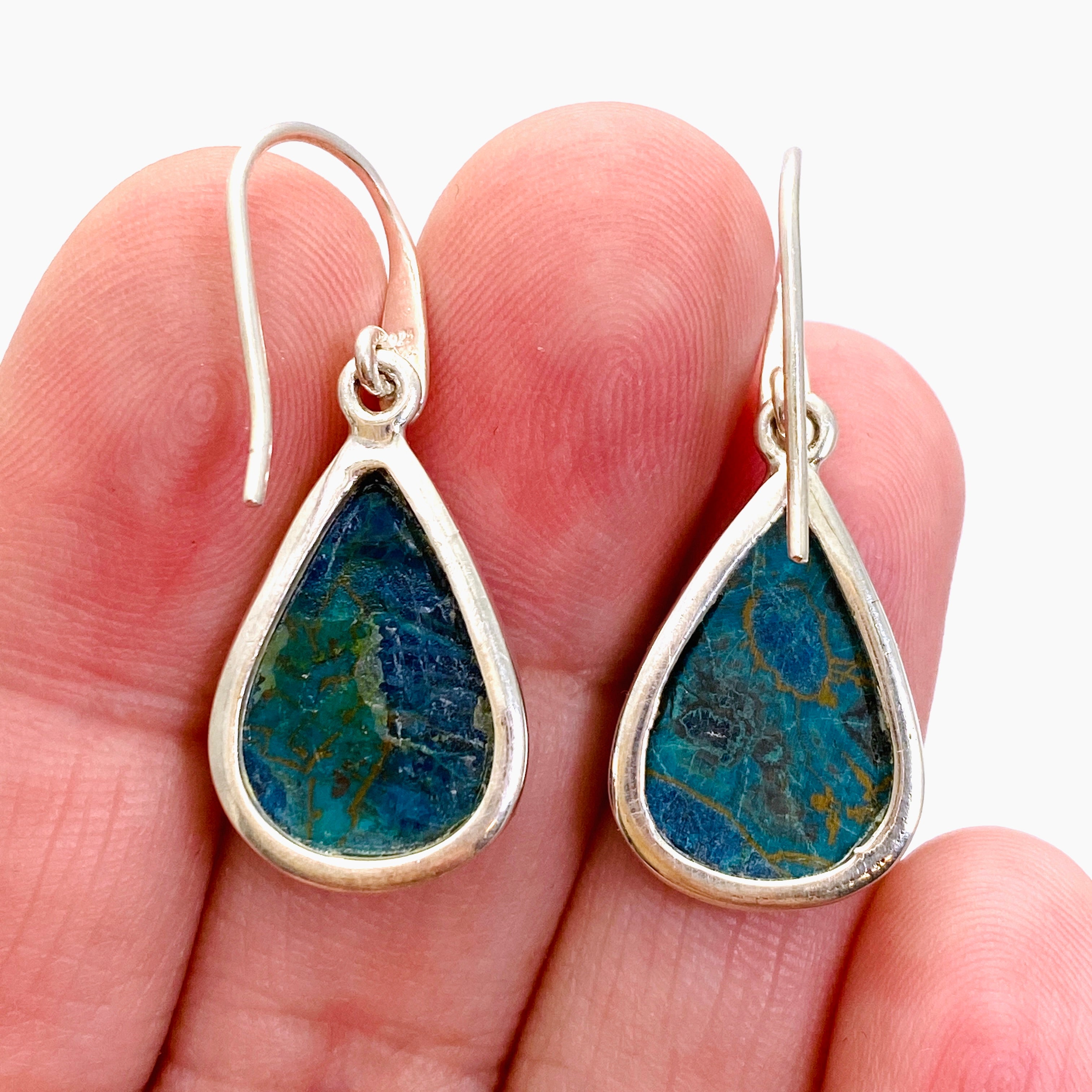 Shattuckite Teardrop Cabochon Earrings - Handmade Blue Gemstone Jewelry for Women | Perfect for Boho Style, Gift Giving & Special Occasions