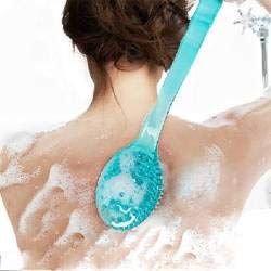 INAAYA Long Handle Back Scrubber Brush with Super Soft Bristles - Exfoliating Body Bath Shower Massager for Deep Cleansing & Spa Relaxation (Multicolor) - Perfect for Hard-to-Reach Areas & Skin Exfoliation