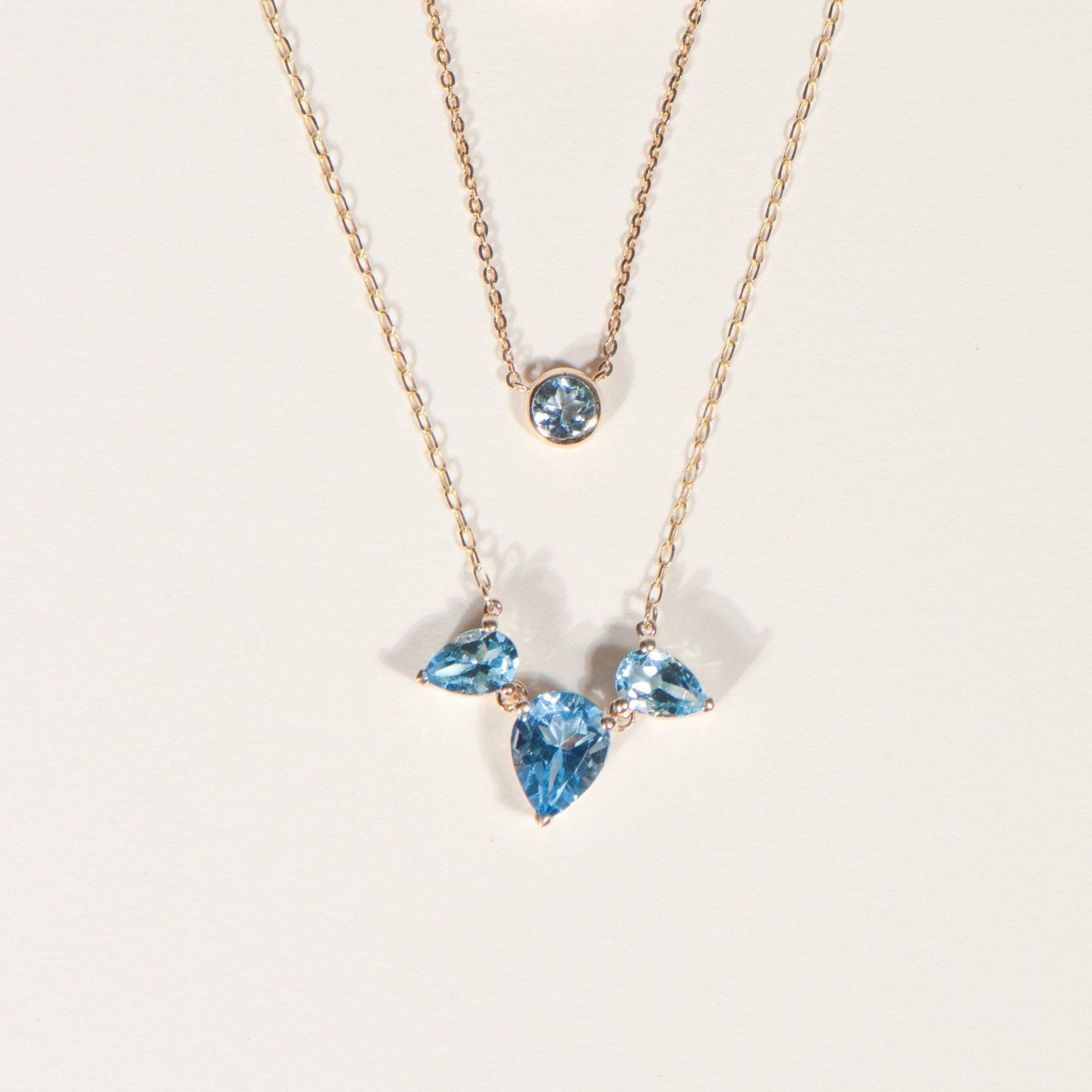 14K Solid Yellow Gold Aquamarine Pendant Necklace - Elegant Bezel Setting for Women, Perfect for Weddings, Anniversaries & Special Occasions