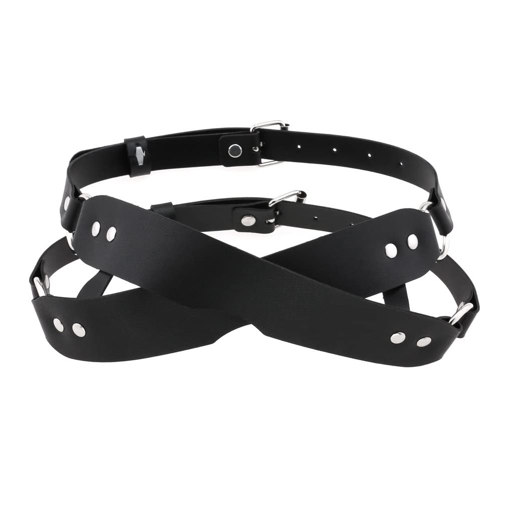 BDSM PU Leather Half Face Mask with Cross Strap - Blindfold Eye Cover for Adults & Couples - Fetish Bondage Restraints for Role Play, Sex Games & Sensual Exploration