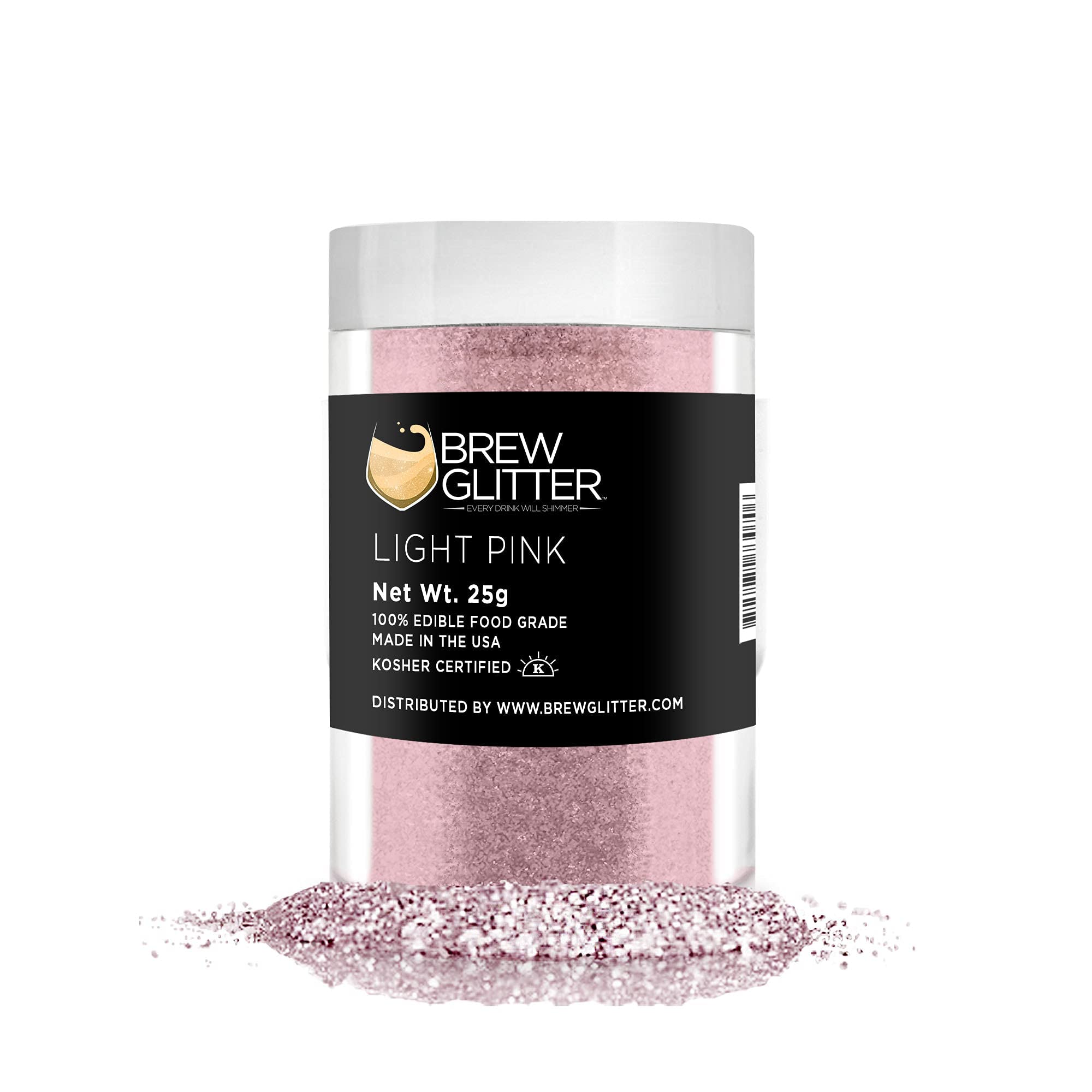 Edible Glitter for Drinks - Light Pink Brew Glitter | Food Safe Sparkles for Cocktails, Beer & Beverage Garnish | Kosher, Halal, Vegan Certified | 100% Edible, Gluten & Nut Free (25g) | Perfect for Birthday Parties, Wedding Toasts & Festive Cocktail Decorations
