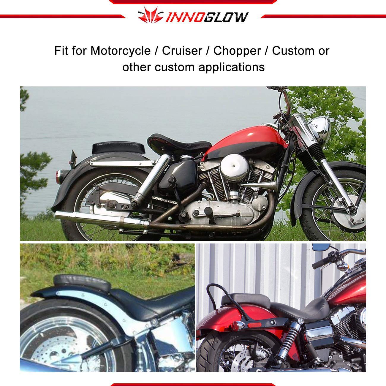 INNOGLOW Motorcycle Seat Pad for Harley Cruiser - Comfortable Passenger Cushion with 6 Suction Cups for Long Rides