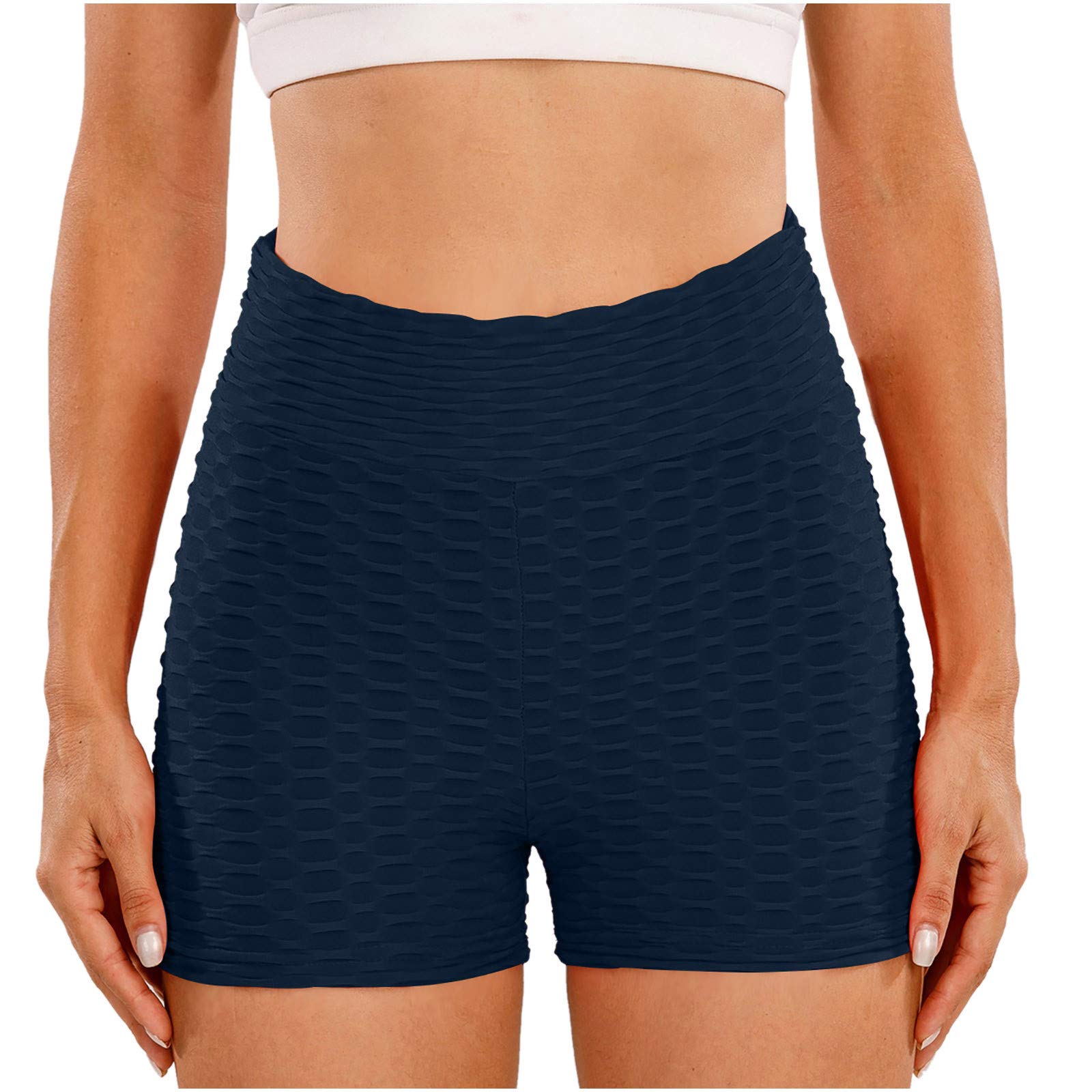 HUERTOP Women's Running Shorts - 2-Pack High Waist Fringe Athletic Shorts with Compression, Breathable Workout Shorts for Yoga, Cycling, Gym & Summer Sports