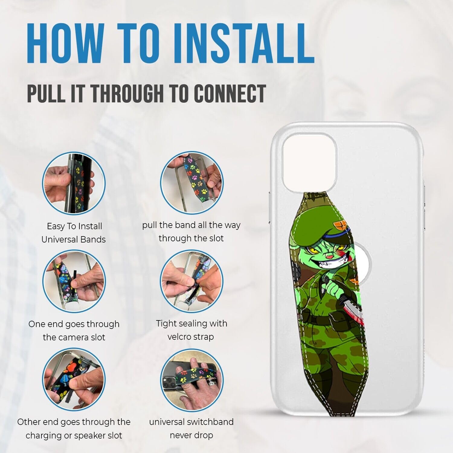 Universal Grip for Phone Cases - 2 Pack Reversible Hand Strap with Secure Loop Holder - Comfortable Non-Slip Handle for Smartphones - Perfect for Running, Hiking and Outdoor Activities