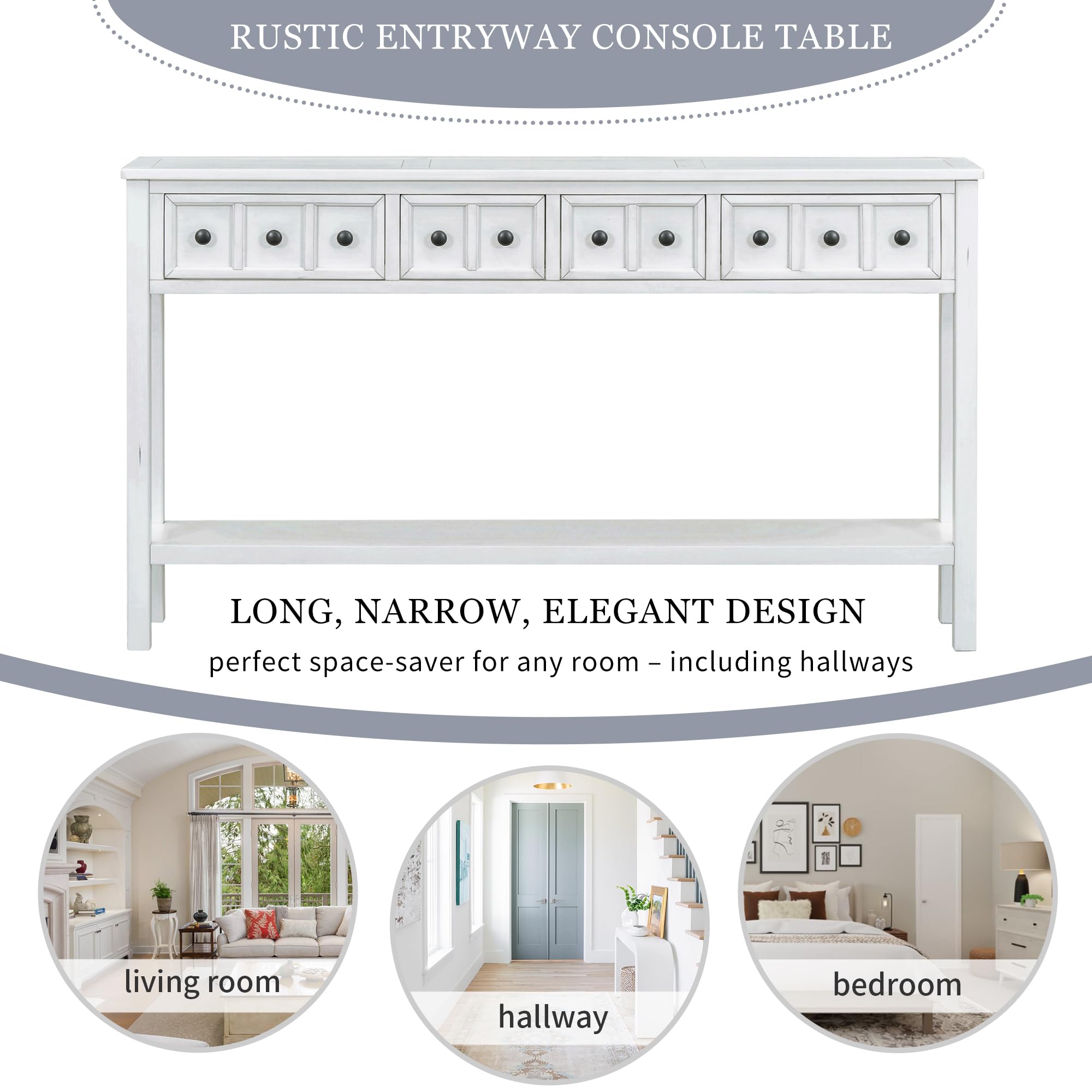 Merax 60 Inch Sofa Table with Drawers and Shelf - Long Console Table for Living Room, Entryway & Hallway - Easy Assembly Modern Furniture for Home Decor