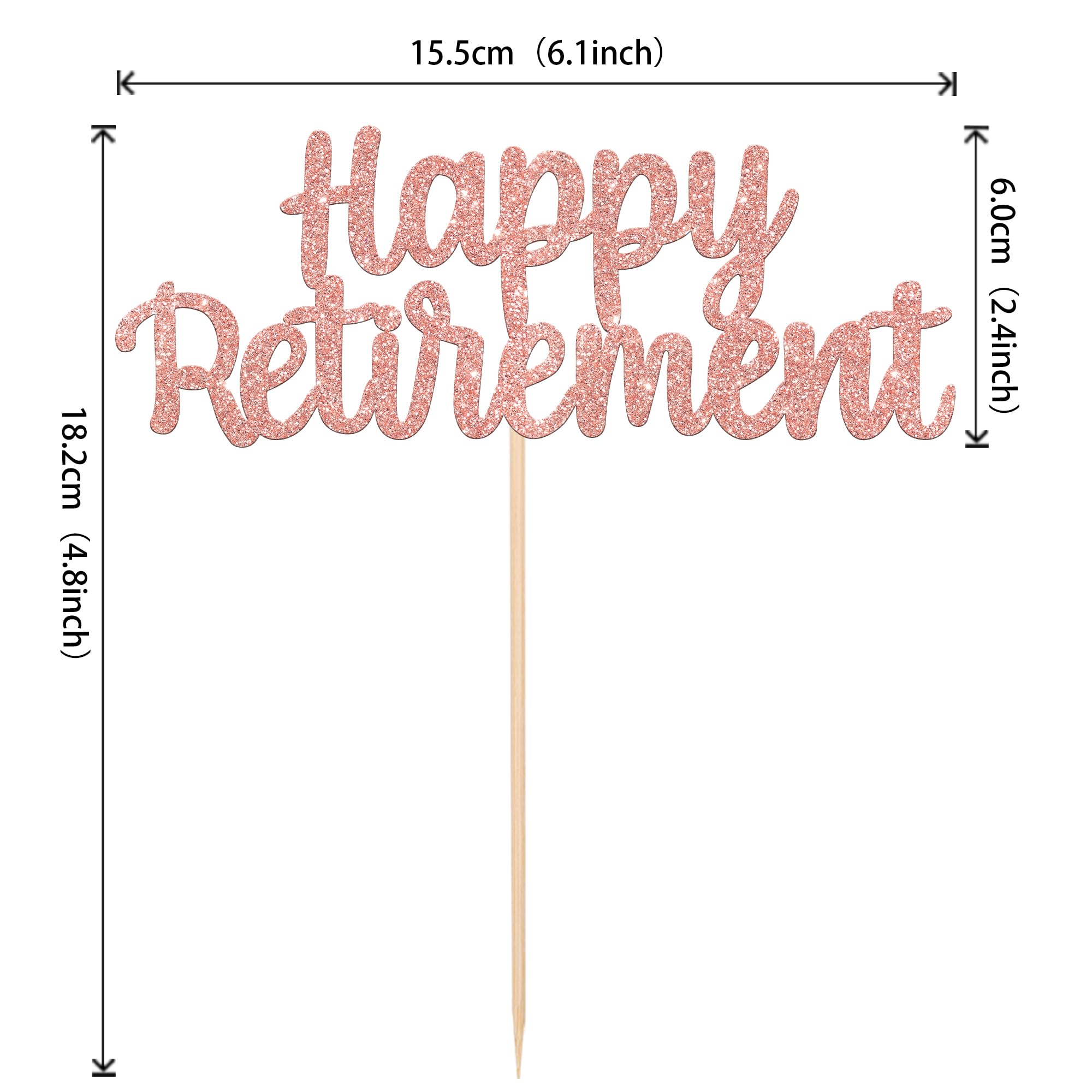 1 PCS Happy Retirement Cake Topper - Glitter Retired Cake Pick for Retirement Party Decorations (Rose Gold) | Perfect for Retirement Cakes, Birthday Celebrations & Farewell Parties
