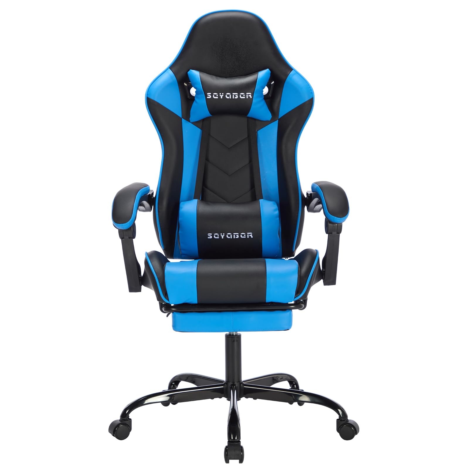Premium Ergonomic Gaming Chair with Footrest & Lumbar Support - Adjustable PU Leather Office Chair with Massage & Recliner for Adults - Perfect for PC Gaming, Home Office & Streaming Setup