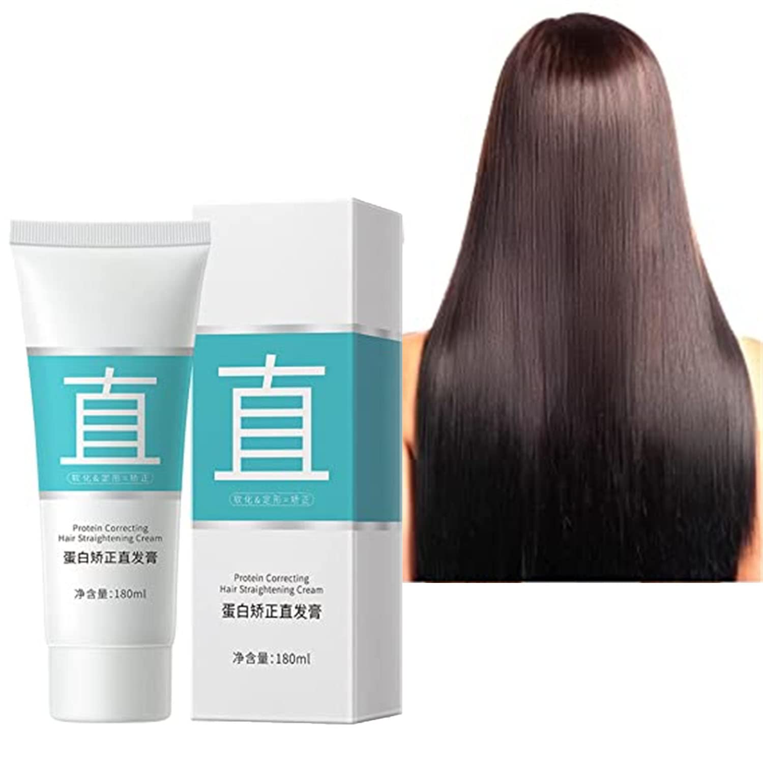 Professional Protein Hair Straightening Cream - Silk & Gloss Treatment with Collagen for Dry, Damaged Hair - Fast Smoothing & Nourishing Formula (1 Pack) | Perfect for Salon-Quality Results at Home & Daily Frizz Control