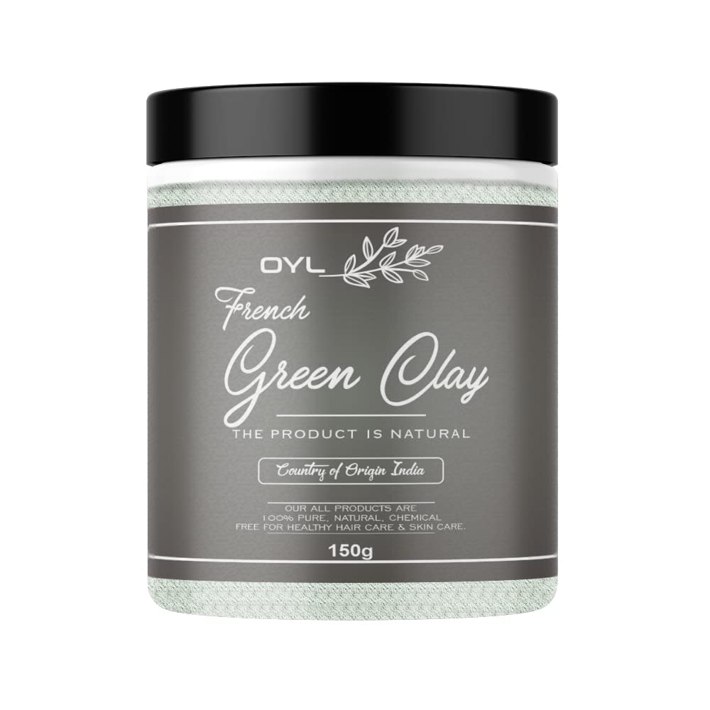 OYL Natural French Green Clay Powder - Detoxifying Face Mask for Glowing Skin, Revitalizing & Rejuvenating (150g) | Perfect for Spa Day, Acne Treatment & Skin Detox at Home